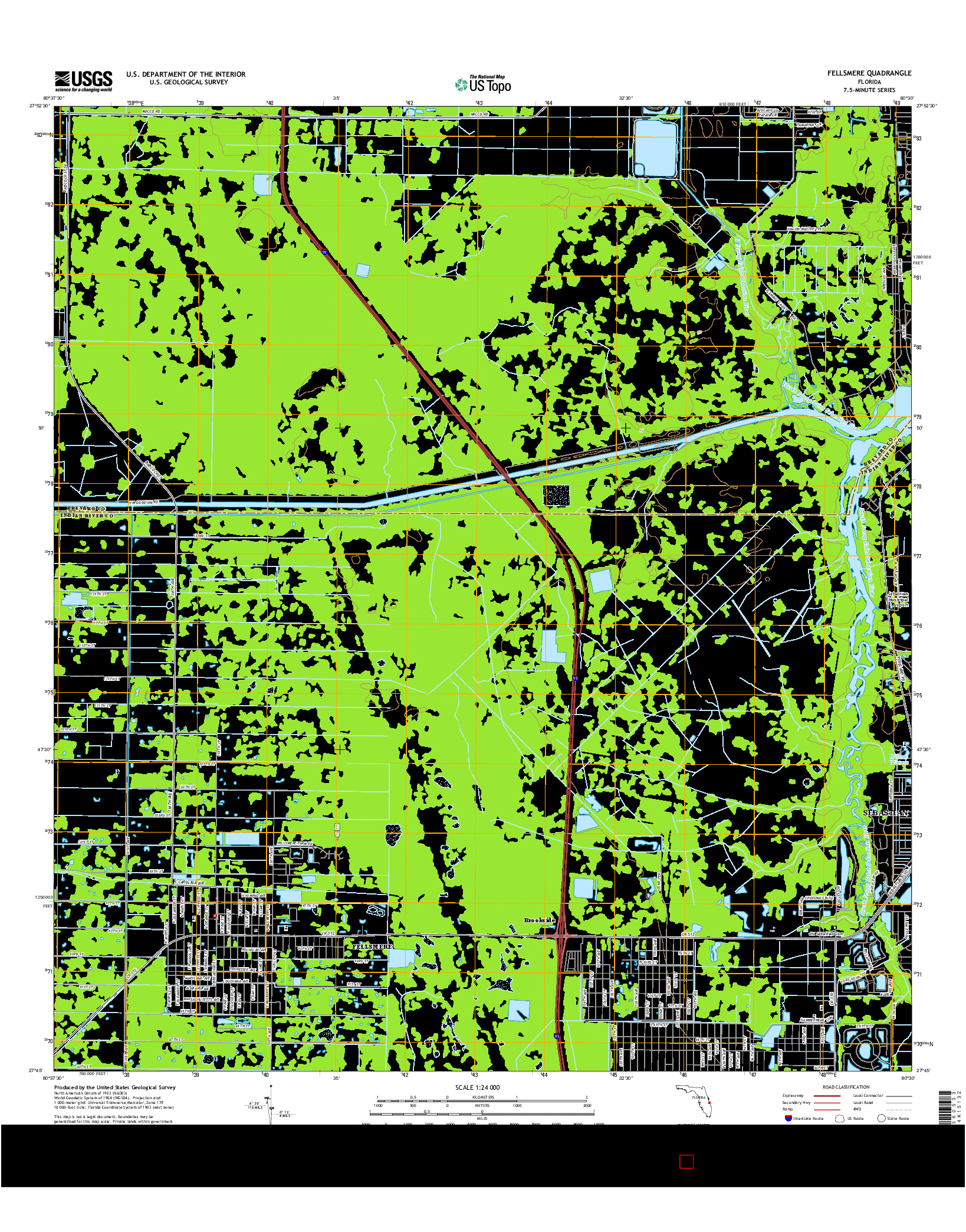 USGS US TOPO 7.5-MINUTE MAP FOR FELLSMERE, FL 2015