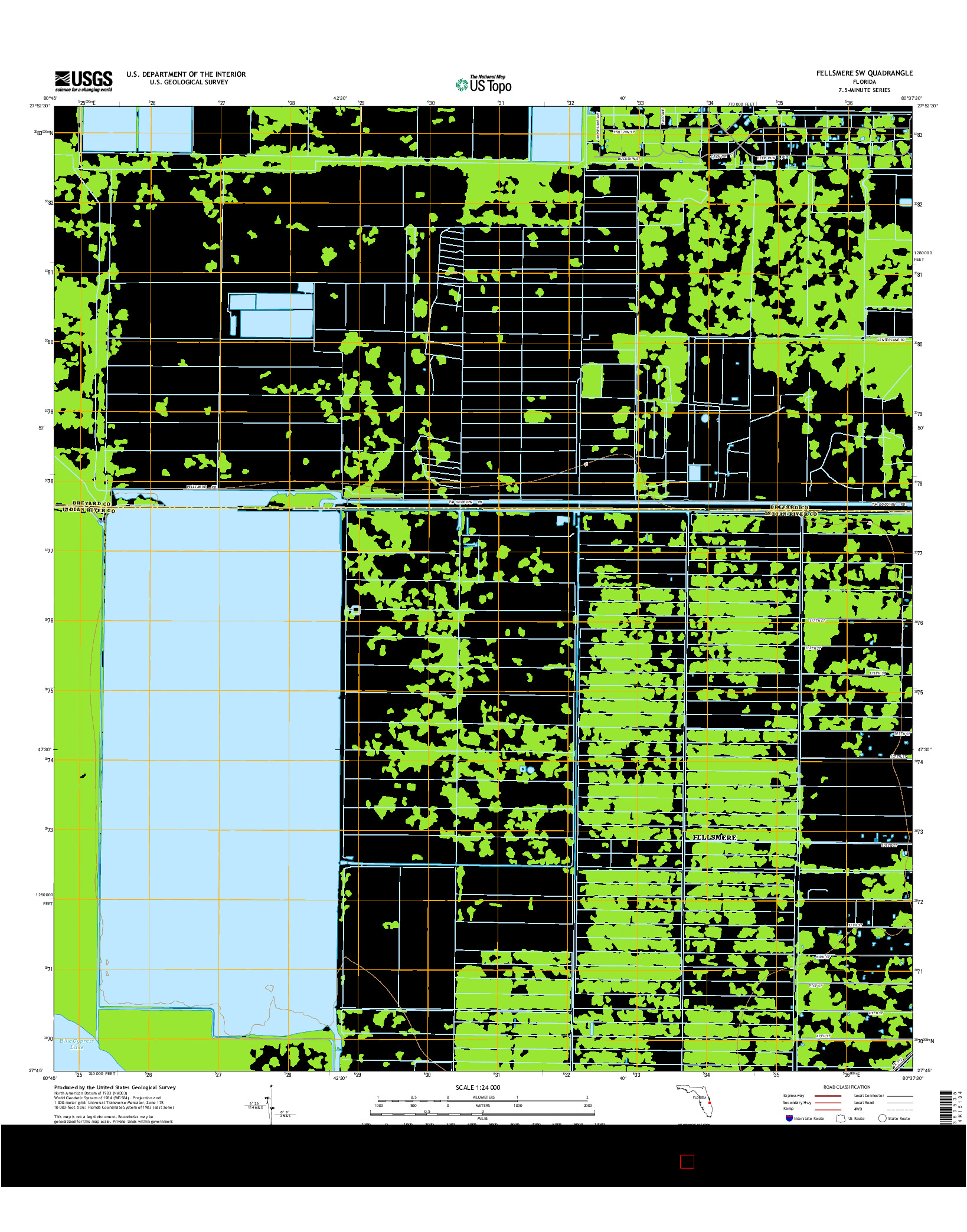 USGS US TOPO 7.5-MINUTE MAP FOR FELLSMERE SW, FL 2015