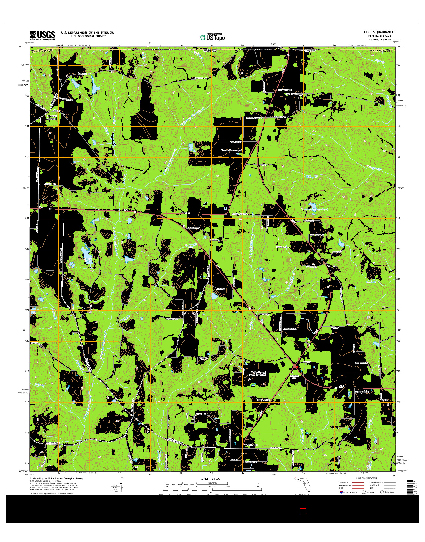 USGS US TOPO 7.5-MINUTE MAP FOR FIDELIS, FL-AL 2015