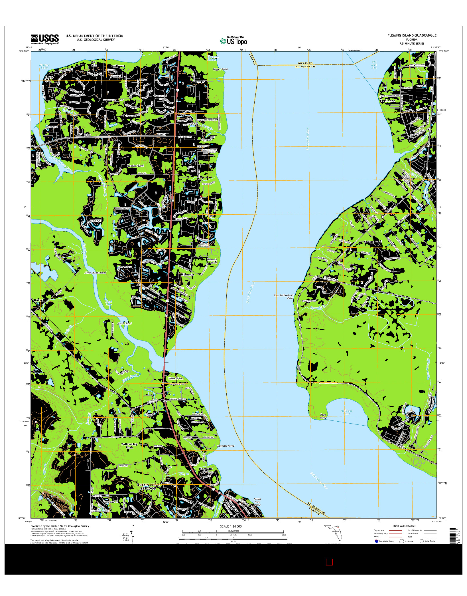 USGS US TOPO 7.5-MINUTE MAP FOR FLEMING ISLAND, FL 2015