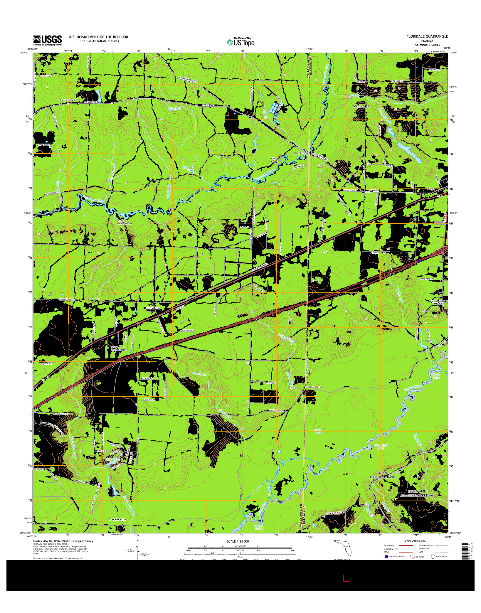 USGS US TOPO 7.5-MINUTE MAP FOR FLORIDALE, FL 2015