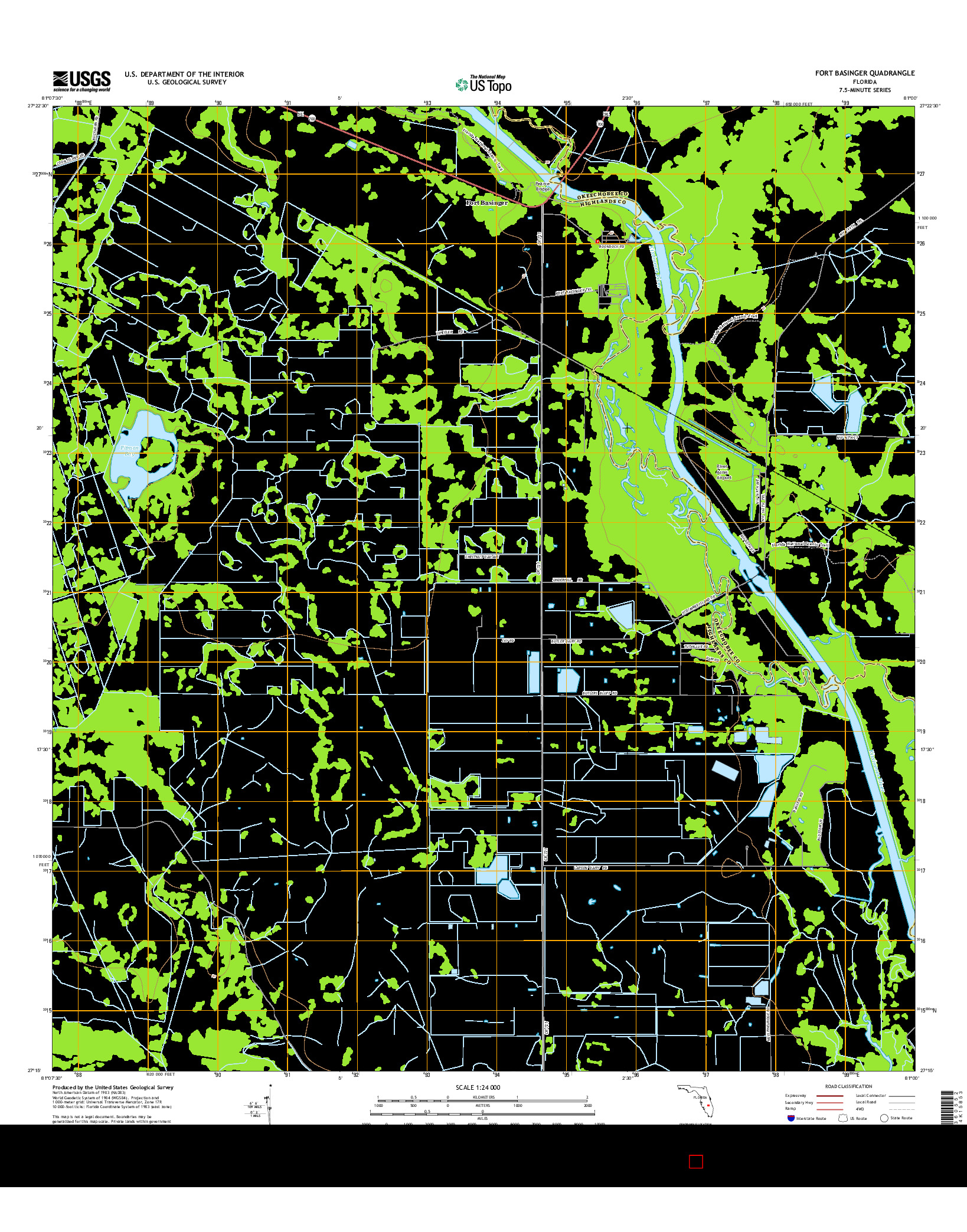 USGS US TOPO 7.5-MINUTE MAP FOR FORT BASINGER, FL 2015