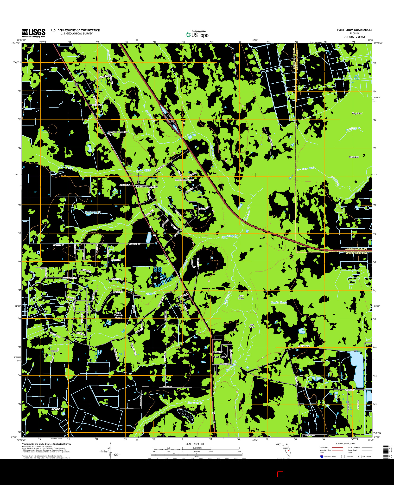 USGS US TOPO 7.5-MINUTE MAP FOR FORT DRUM, FL 2015