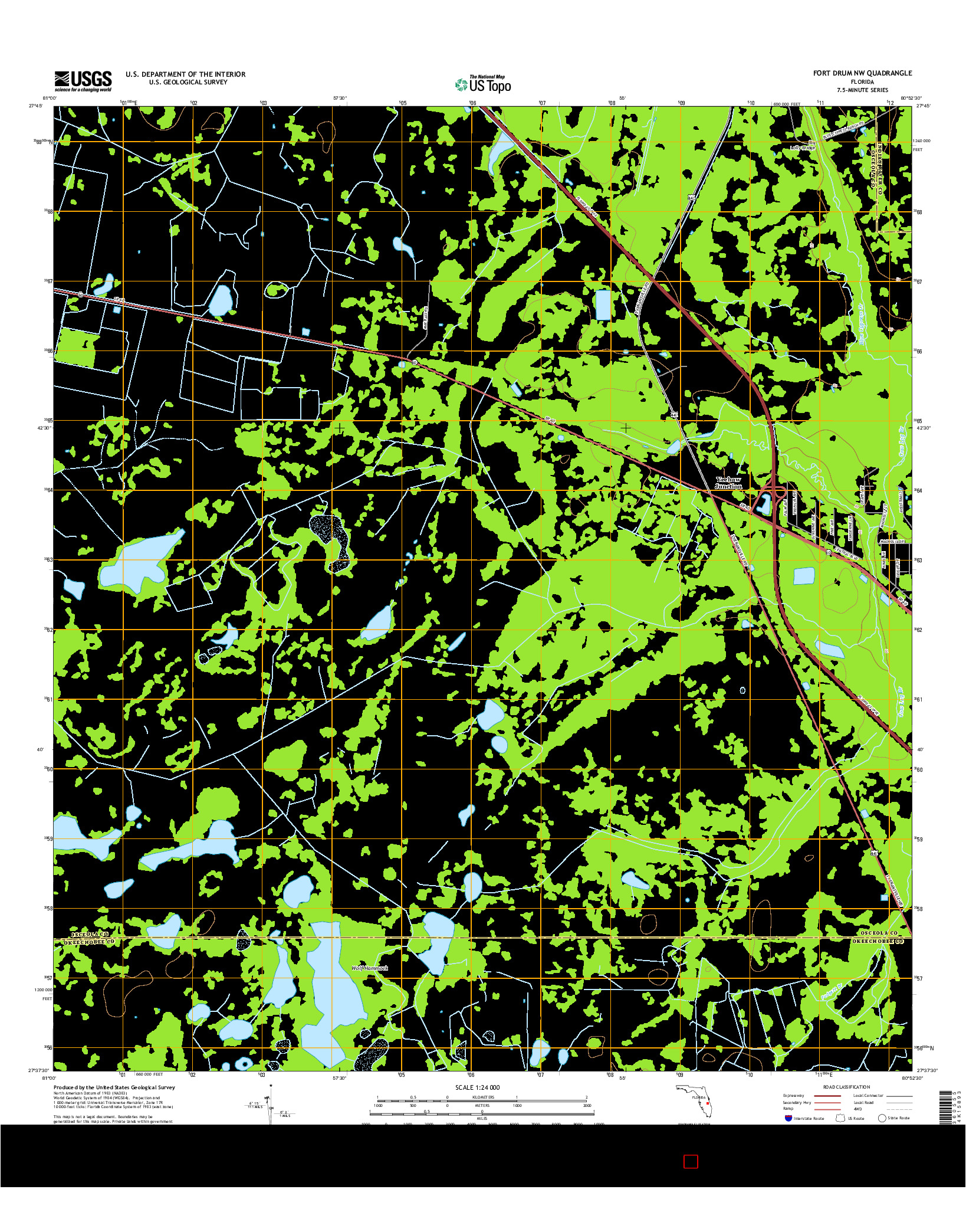 USGS US TOPO 7.5-MINUTE MAP FOR FORT DRUM NW, FL 2015