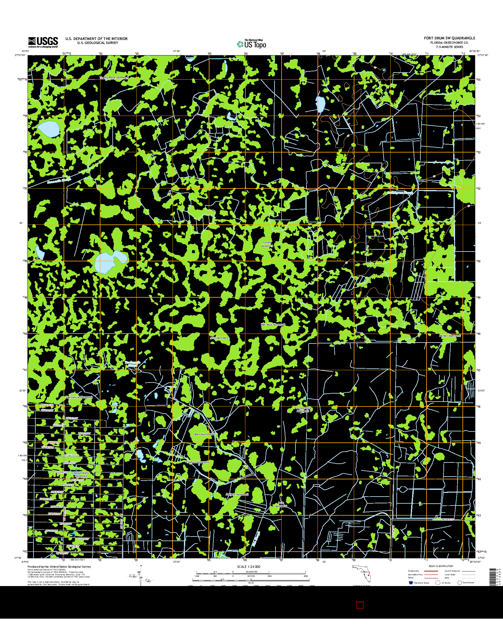 USGS US TOPO 7.5-MINUTE MAP FOR FORT DRUM SW, FL 2015