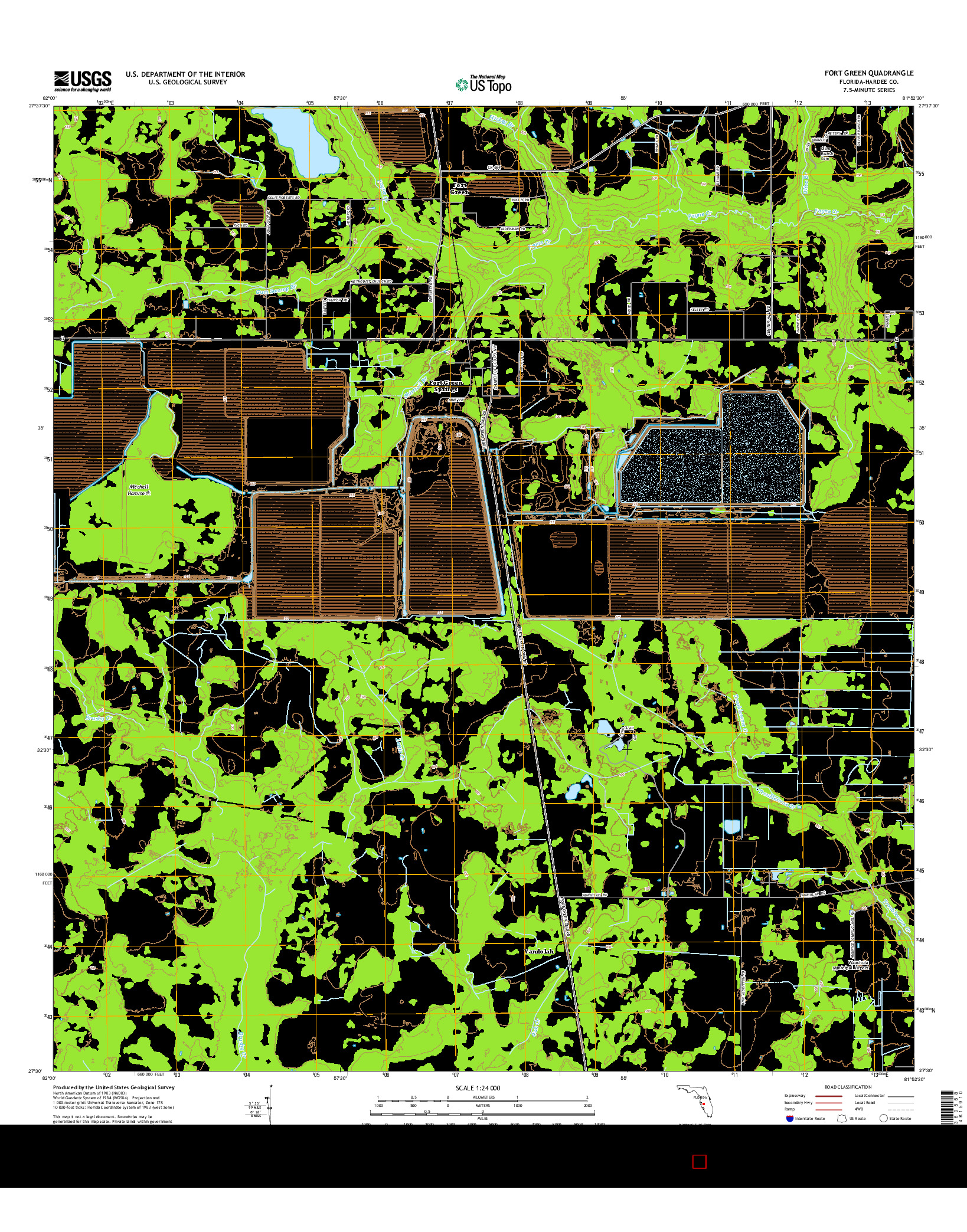 USGS US TOPO 7.5-MINUTE MAP FOR FORT GREEN, FL 2015