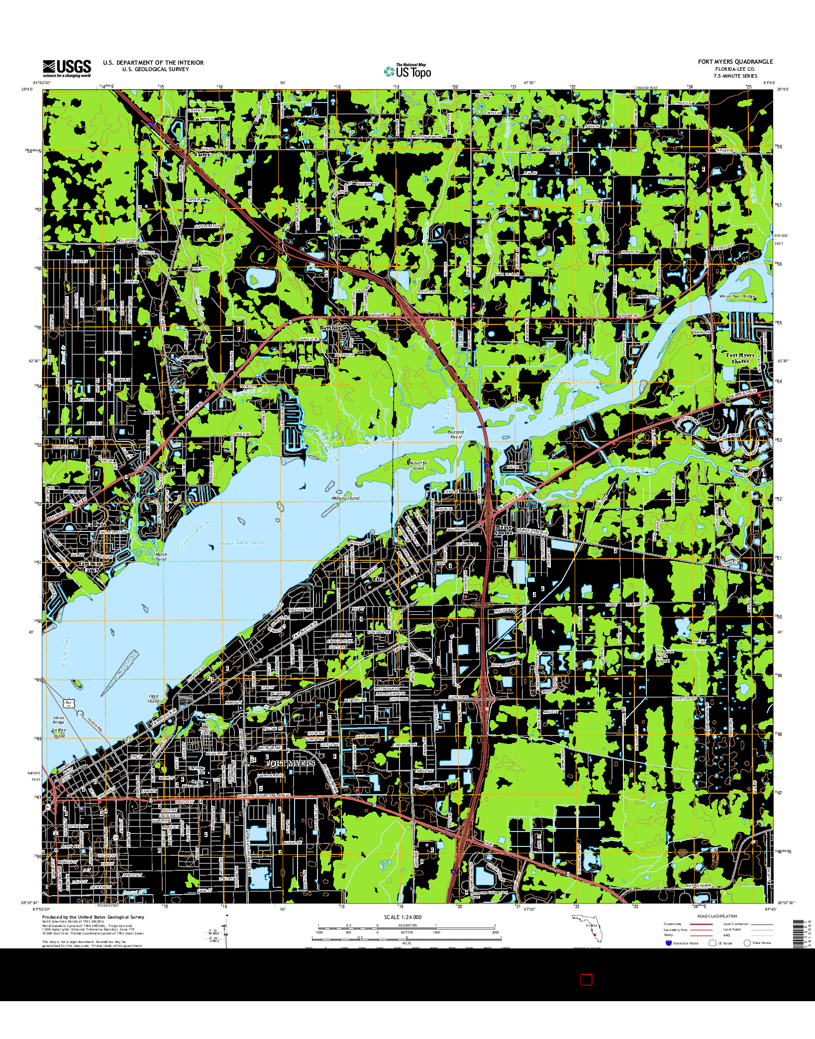 USGS US TOPO 7.5-MINUTE MAP FOR FORT MYERS, FL 2015