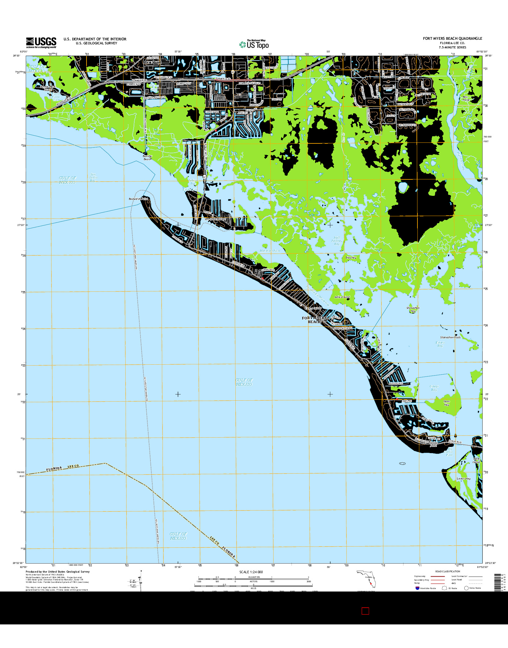 USGS US TOPO 7.5-MINUTE MAP FOR FORT MYERS BEACH, FL 2015