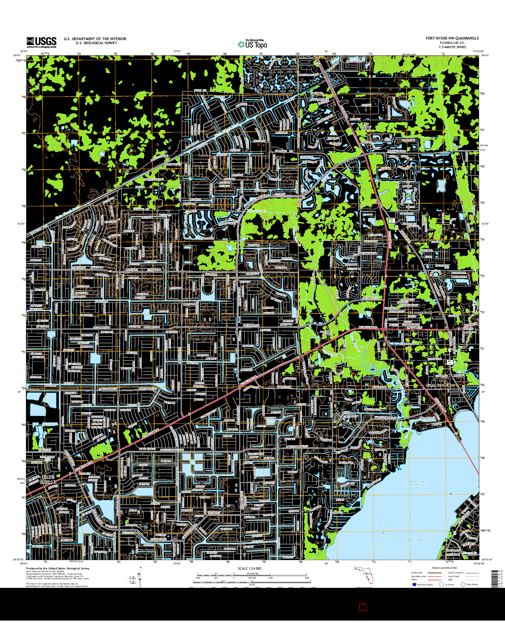USGS US TOPO 7.5-MINUTE MAP FOR FORT MYERS NW, FL 2015
