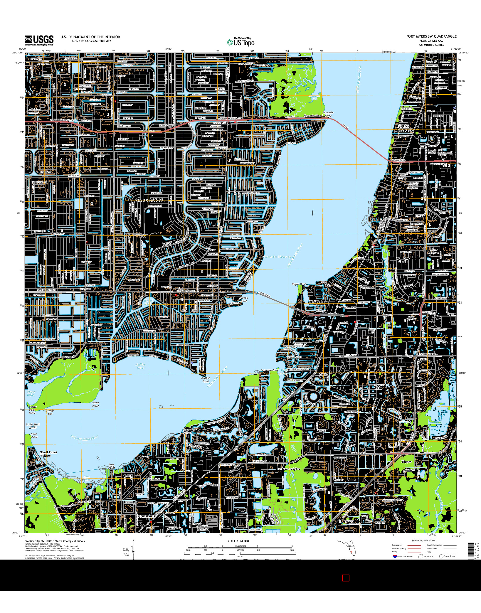 USGS US TOPO 7.5-MINUTE MAP FOR FORT MYERS SW, FL 2015