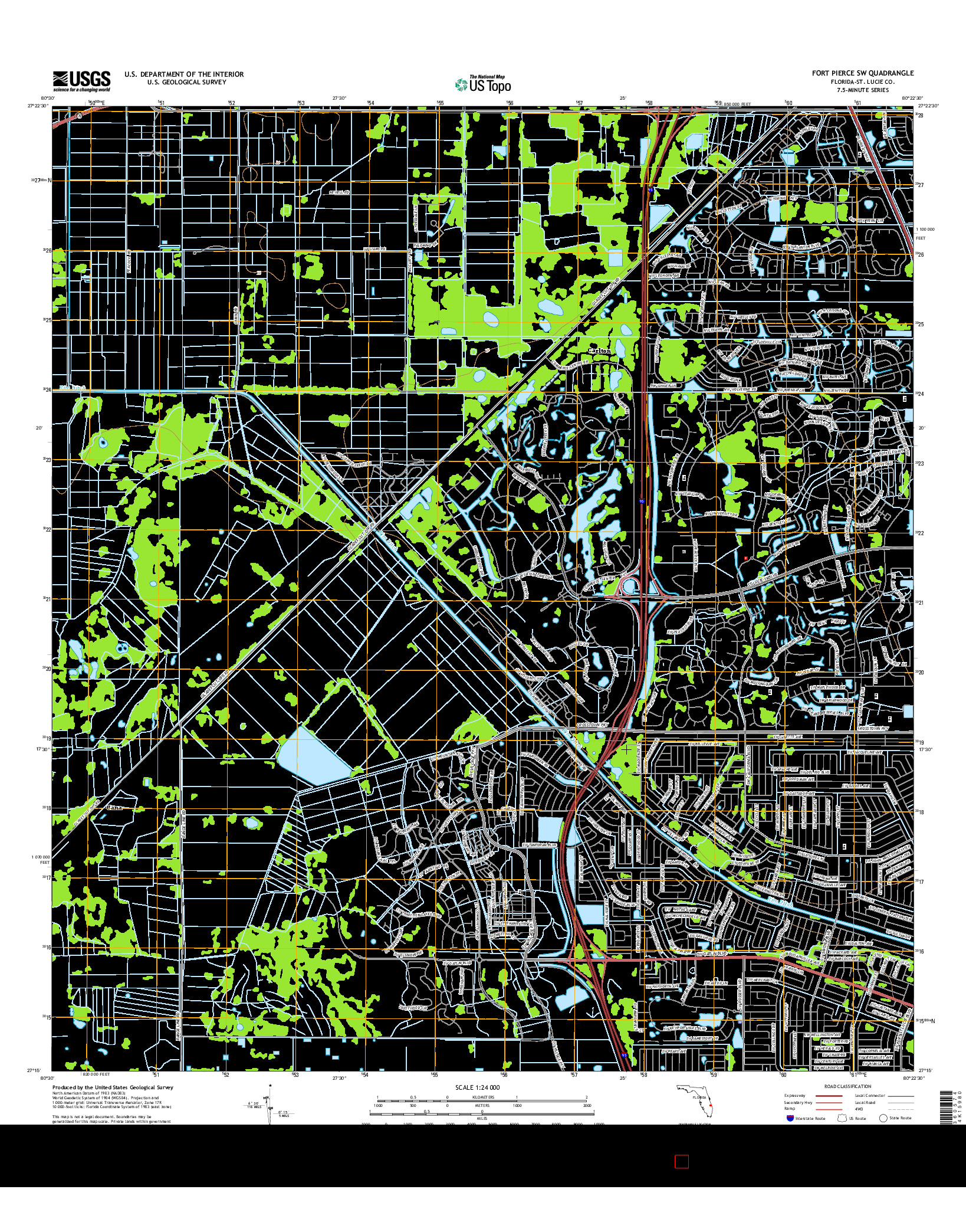 USGS US TOPO 7.5-MINUTE MAP FOR FORT PIERCE SW, FL 2015