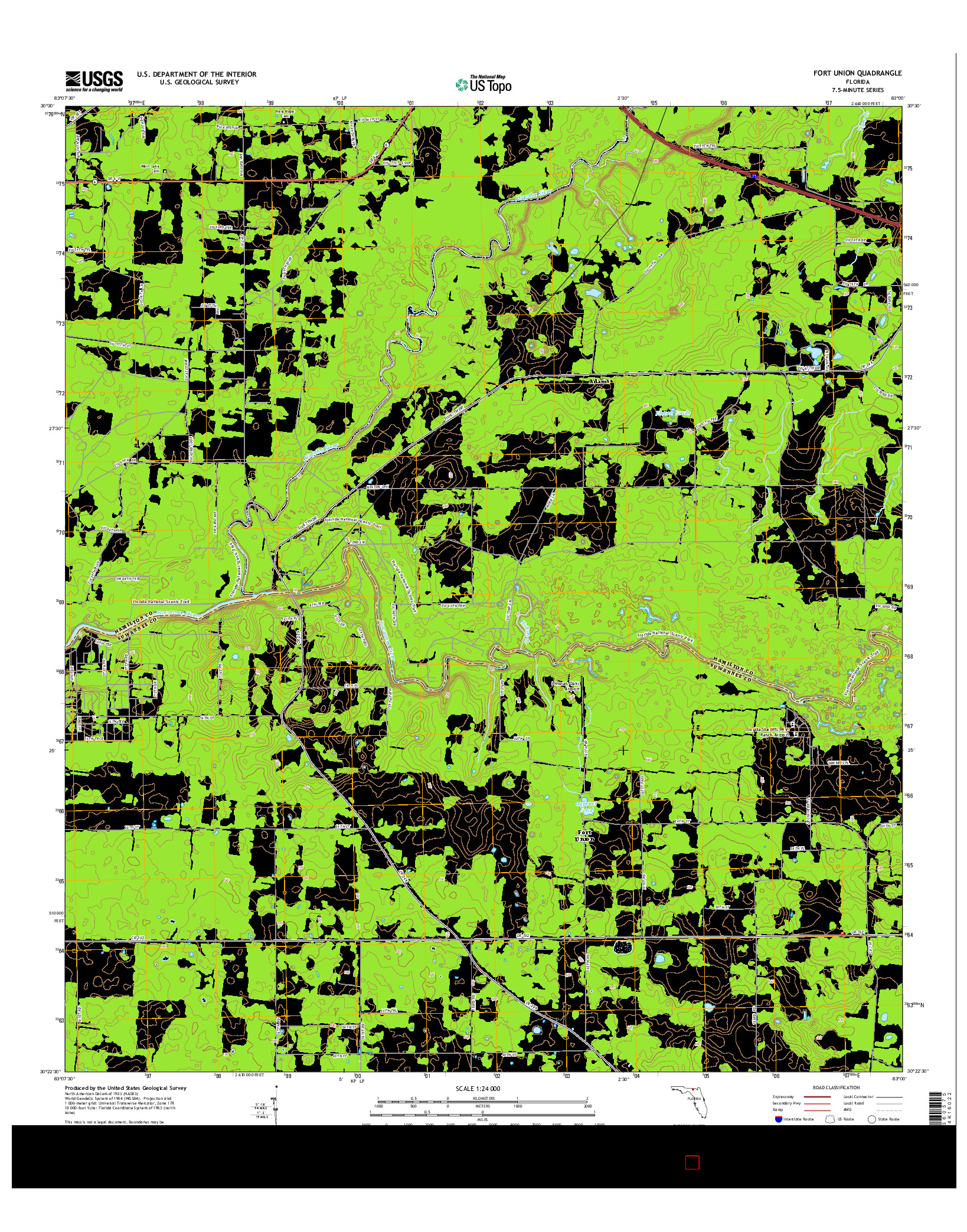 USGS US TOPO 7.5-MINUTE MAP FOR FORT UNION, FL 2015