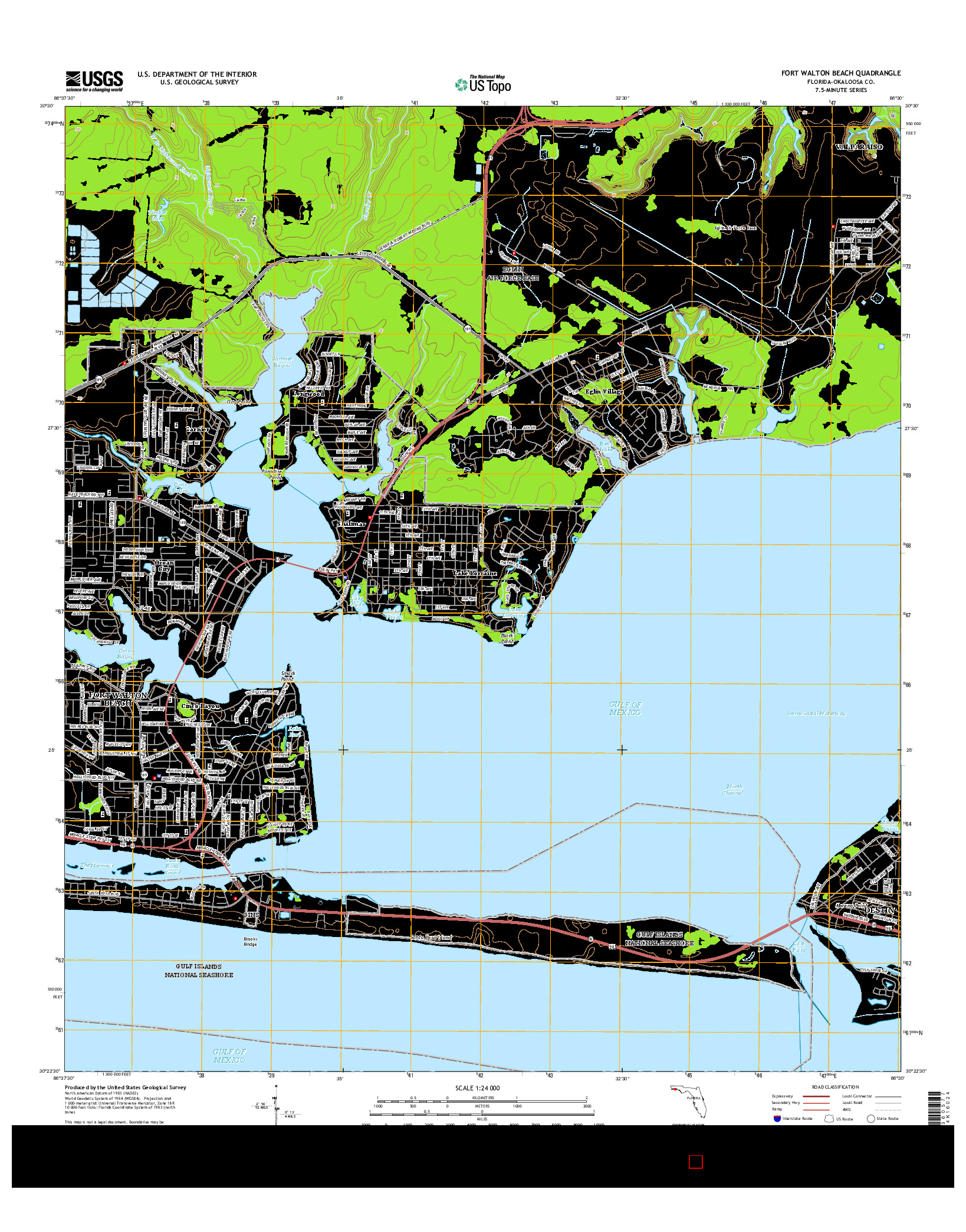USGS US TOPO 7.5-MINUTE MAP FOR FORT WALTON BEACH, FL 2015