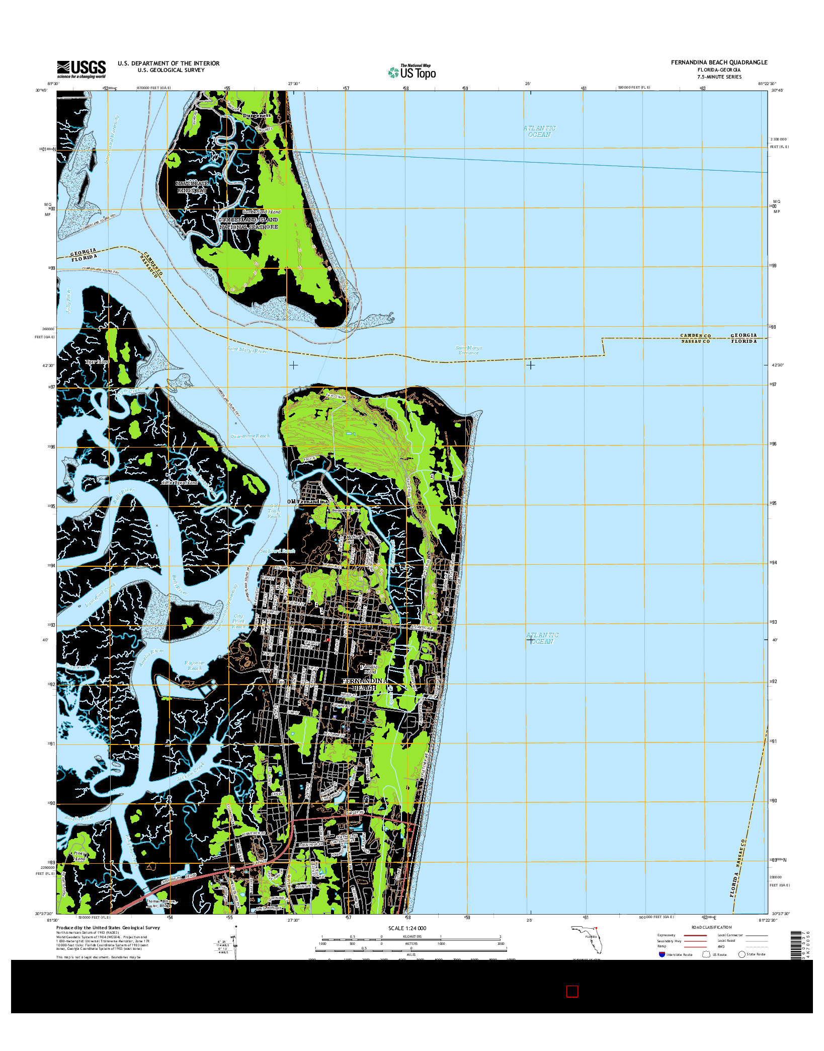 USGS US TOPO 7.5-MINUTE MAP FOR FERNANDINA BEACH, FL-GA 2015