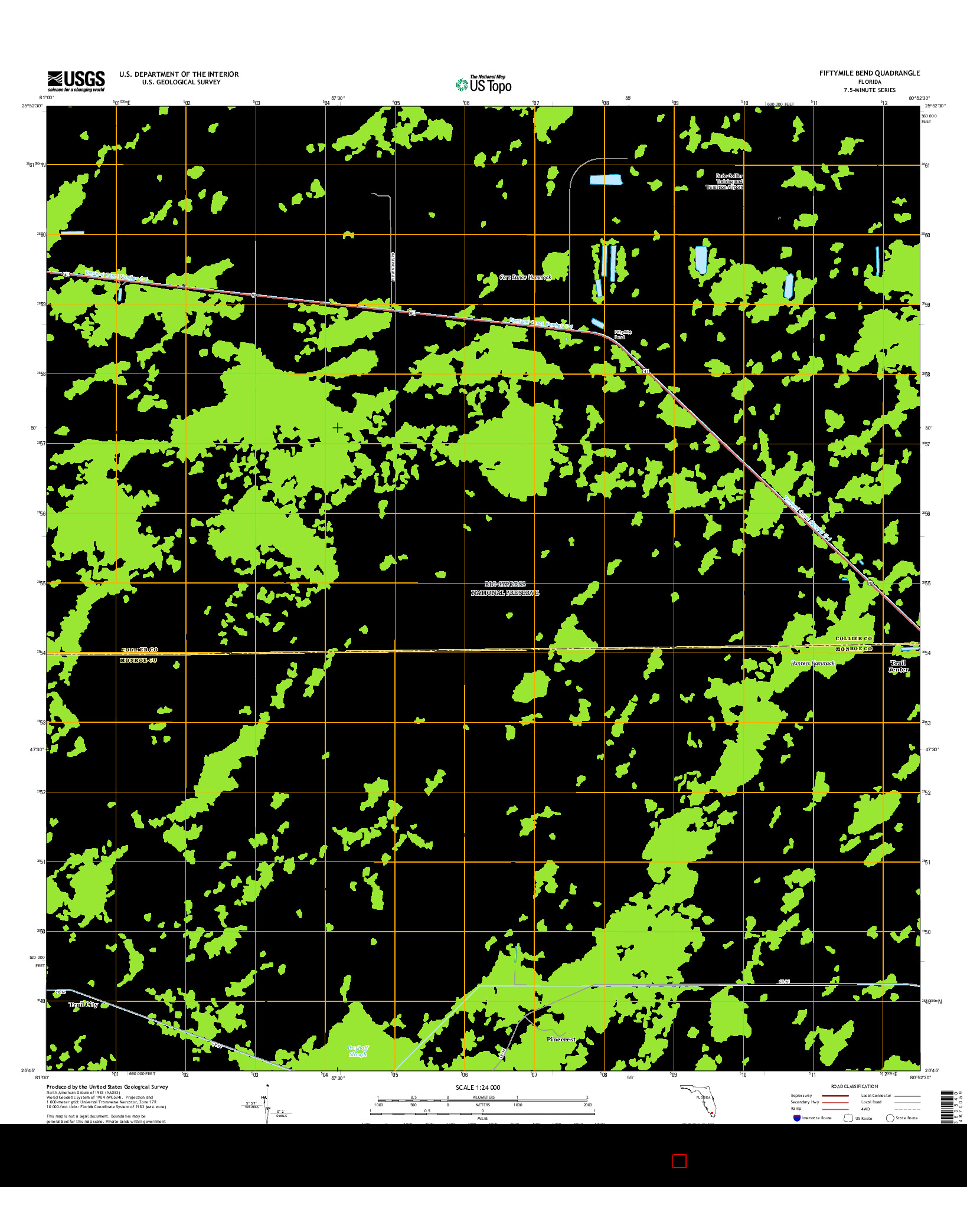 USGS US TOPO 7.5-MINUTE MAP FOR FIFTYMILE BEND, FL 2015