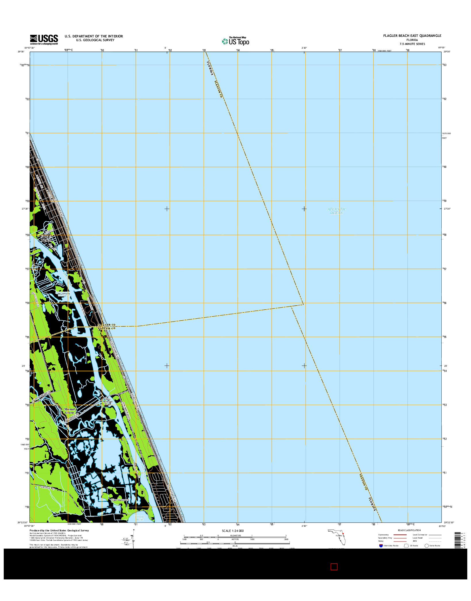USGS US TOPO 7.5-MINUTE MAP FOR FLAGLER BEACH EAST, FL 2015