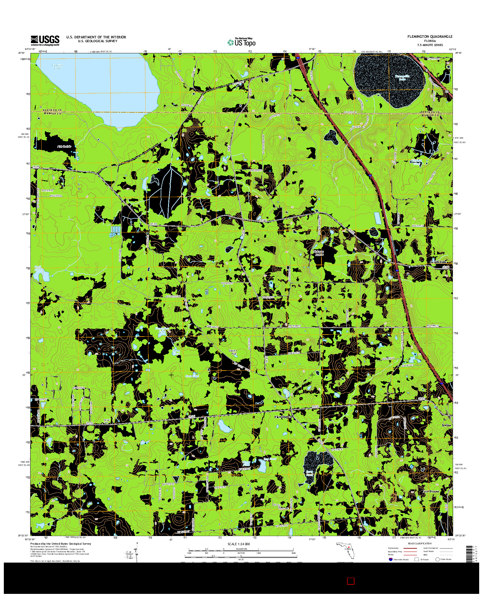 USGS US TOPO 7.5-MINUTE MAP FOR FLEMINGTON, FL 2015