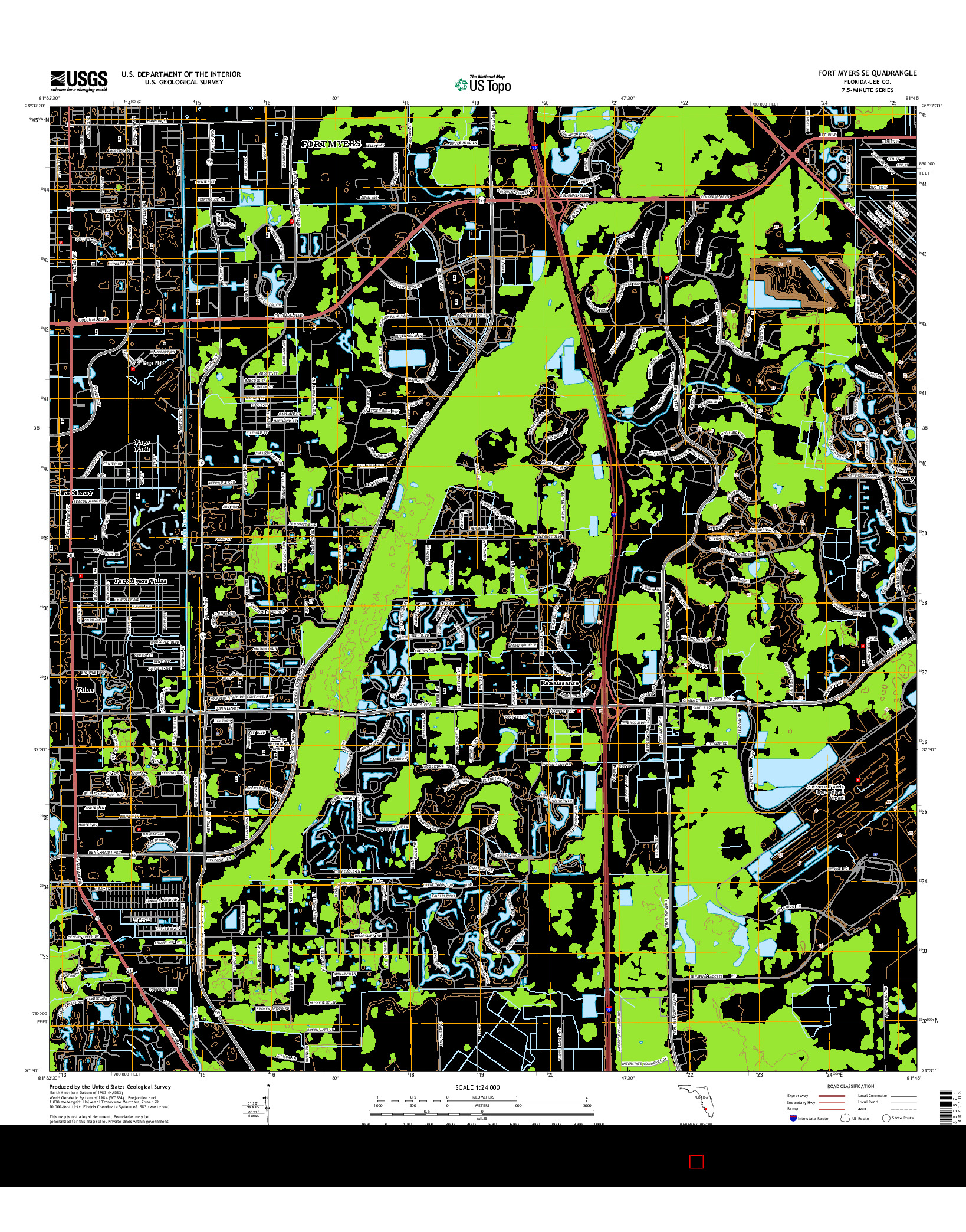 USGS US TOPO 7.5-MINUTE MAP FOR FORT MYERS SE, FL 2015
