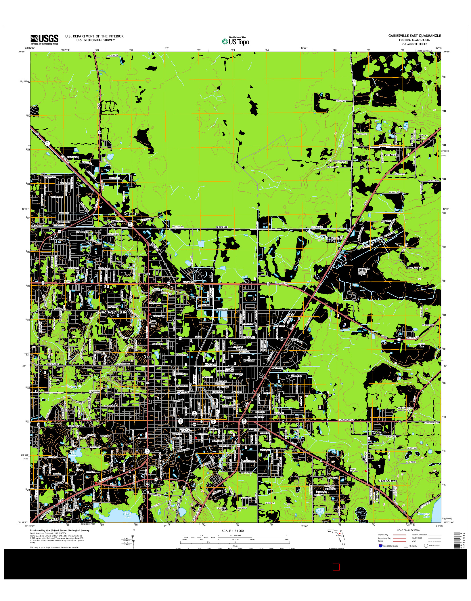USGS US TOPO 7.5-MINUTE MAP FOR GAINESVILLE EAST, FL 2015