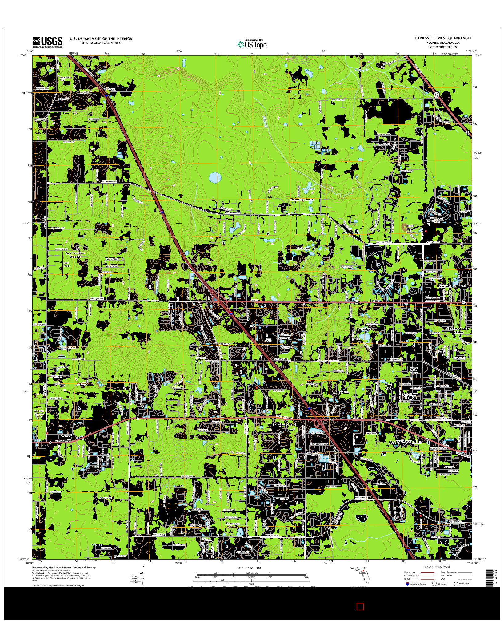 USGS US TOPO 7.5-MINUTE MAP FOR GAINESVILLE WEST, FL 2015