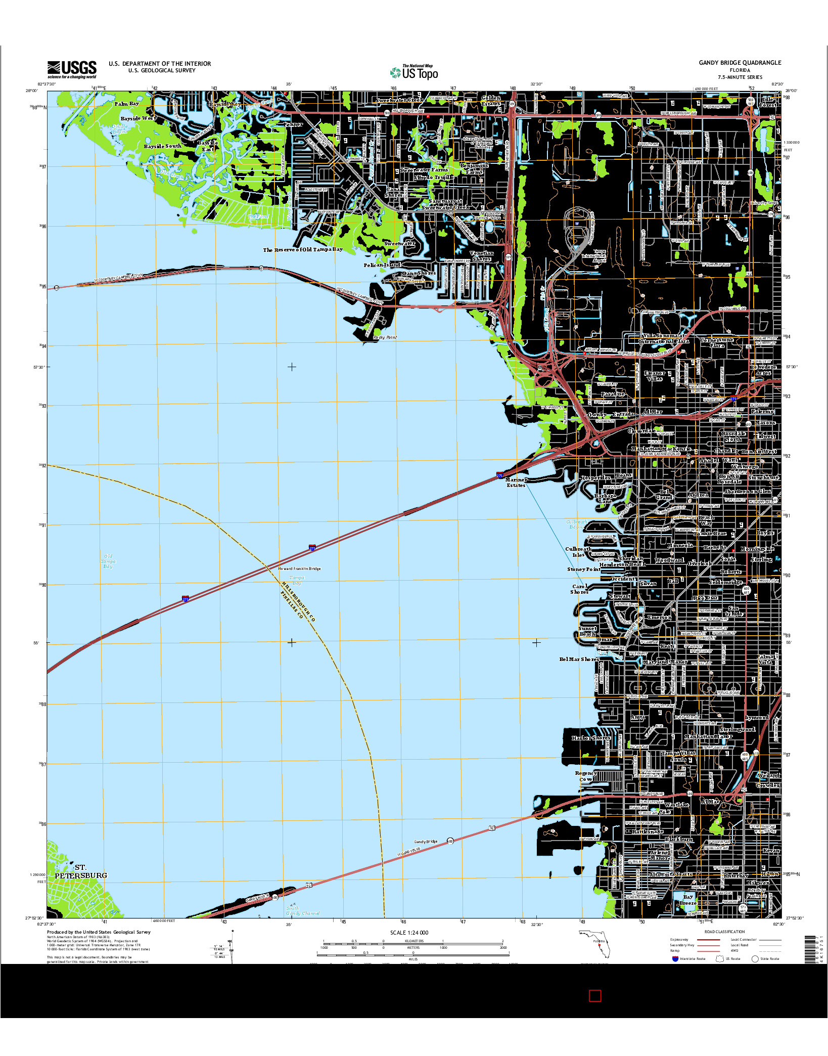 USGS US TOPO 7.5-MINUTE MAP FOR GANDY BRIDGE, FL 2015