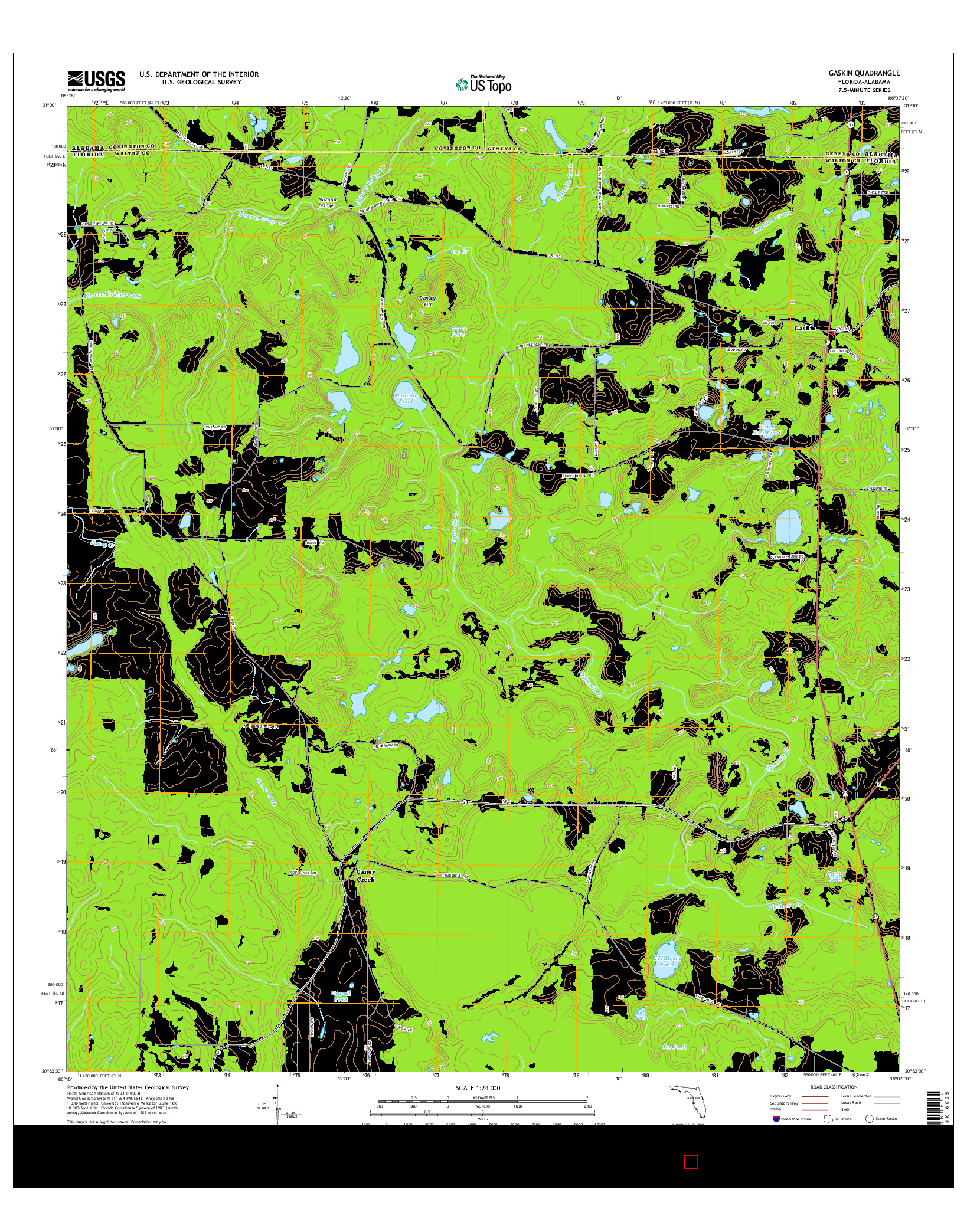 USGS US TOPO 7.5-MINUTE MAP FOR GASKIN, FL-AL 2015