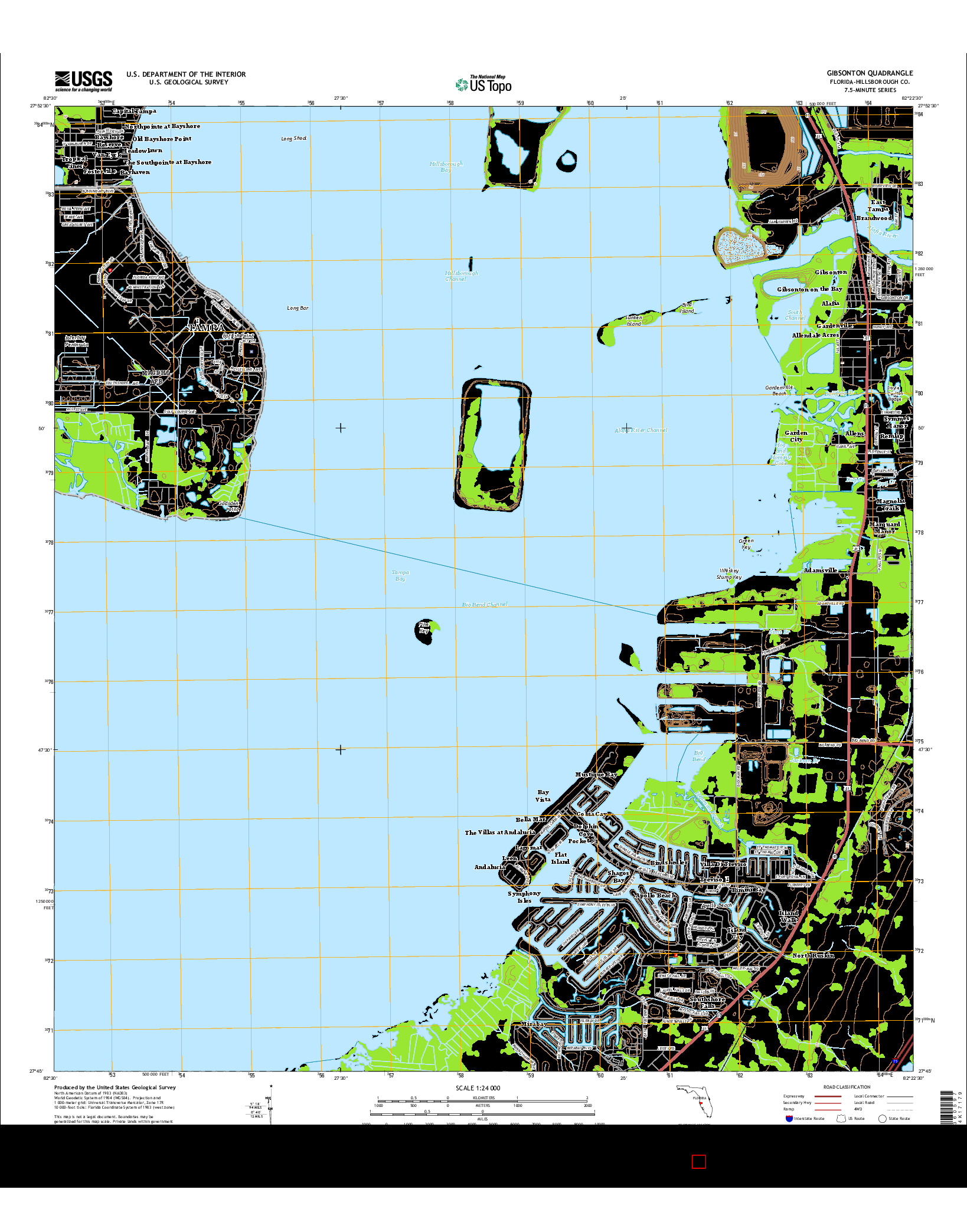 USGS US TOPO 7.5-MINUTE MAP FOR GIBSONTON, FL 2015