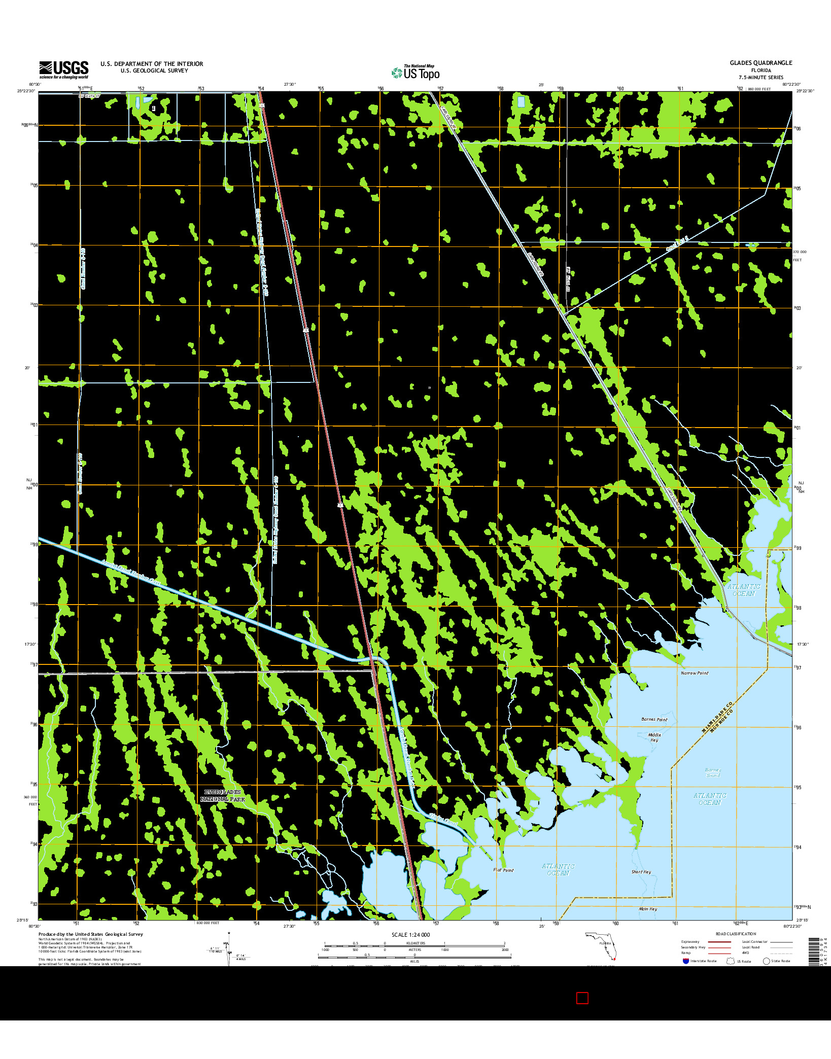 USGS US TOPO 7.5-MINUTE MAP FOR GLADES, FL 2015