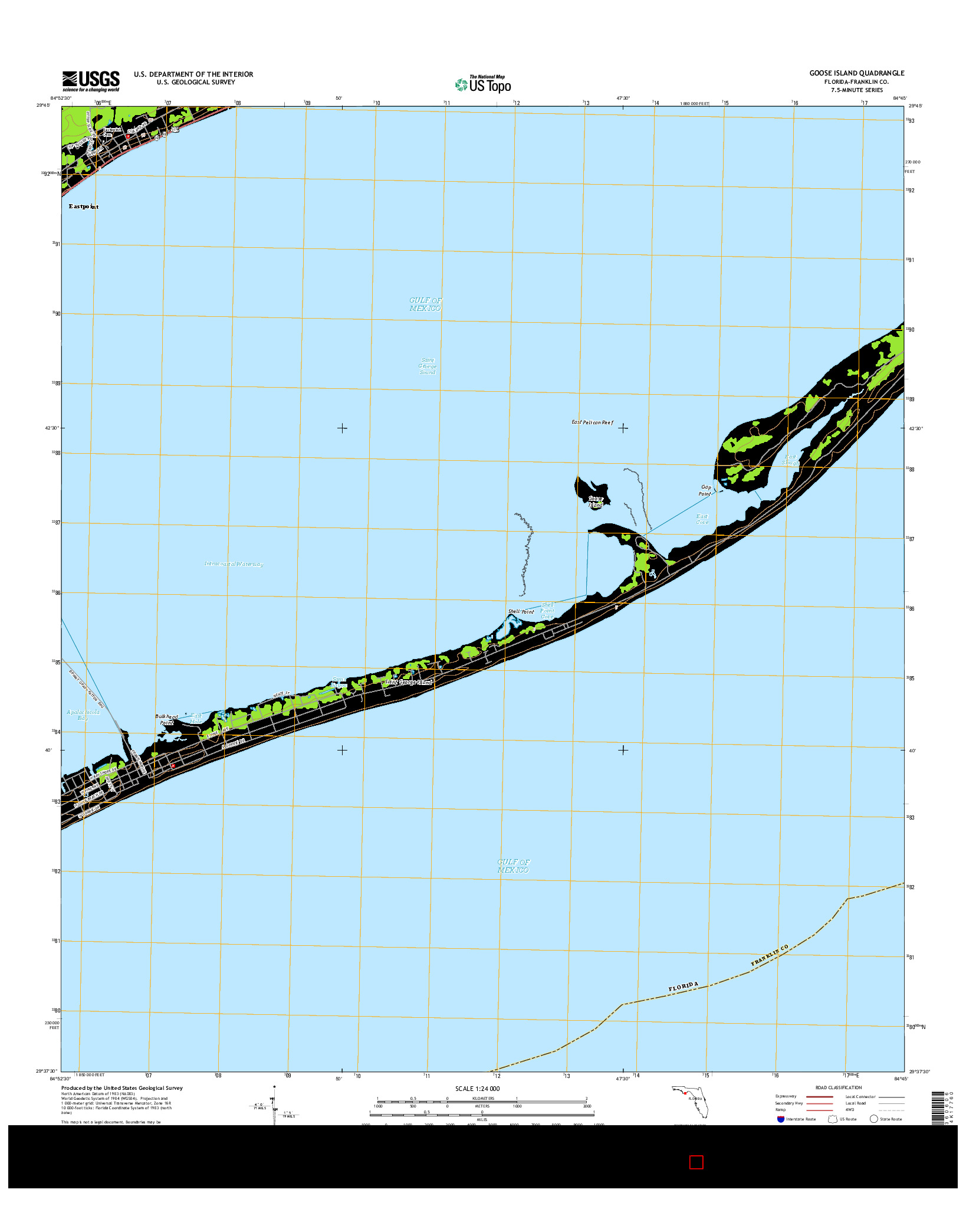 USGS US TOPO 7.5-MINUTE MAP FOR GOOSE ISLAND, FL 2015
