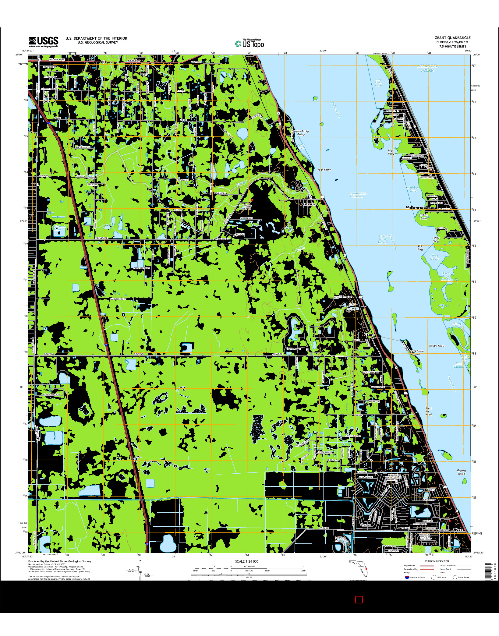 USGS US TOPO 7.5-MINUTE MAP FOR GRANT, FL 2015