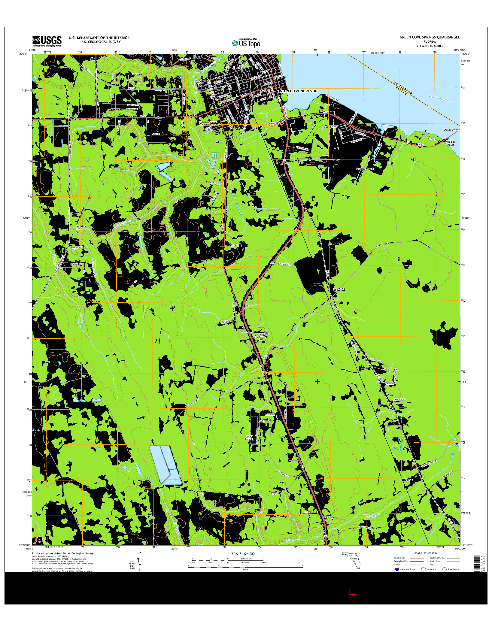 USGS US TOPO 7.5-MINUTE MAP FOR GREEN COVE SPRINGS, FL 2015
