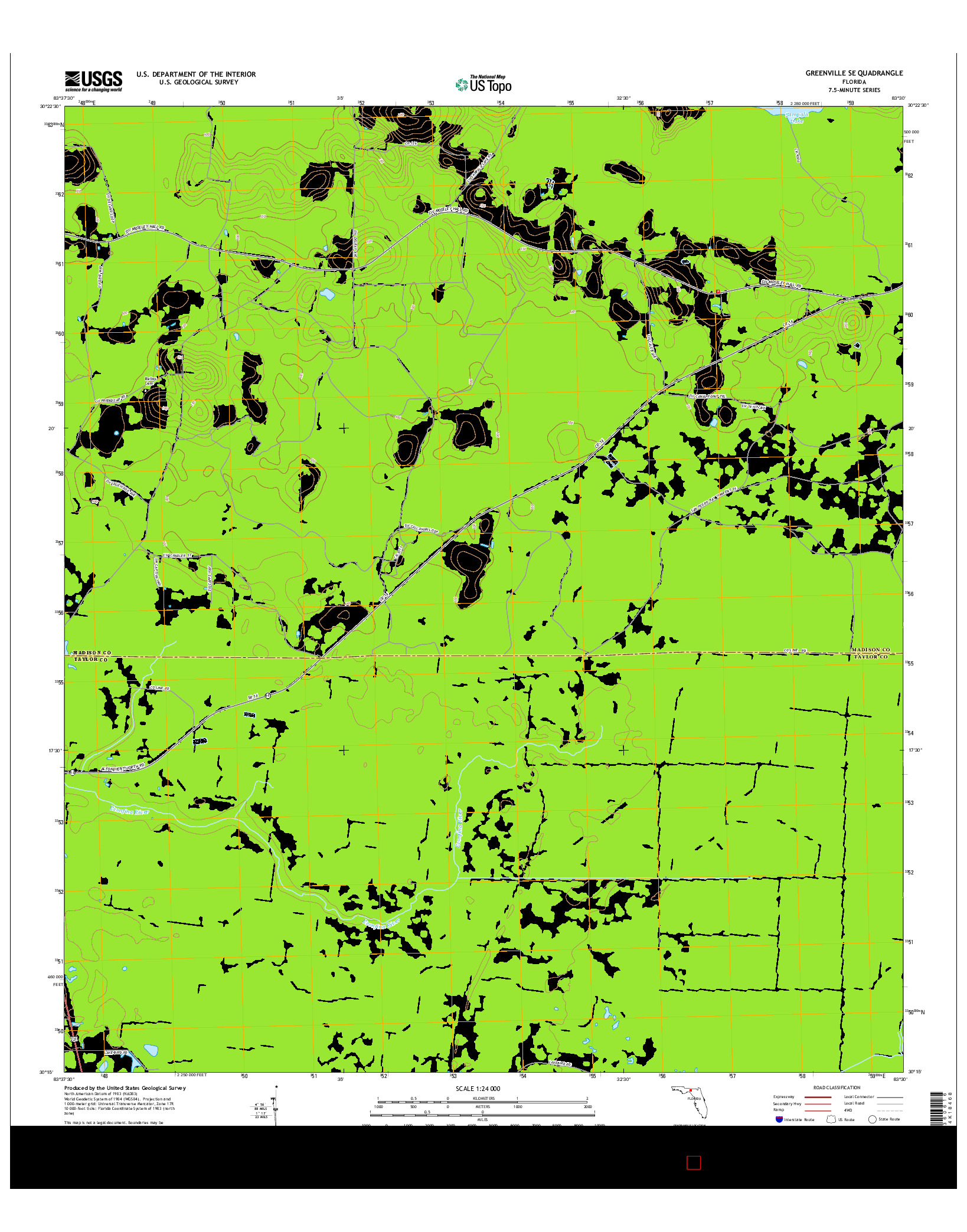 USGS US TOPO 7.5-MINUTE MAP FOR GREENVILLE SE, FL 2015