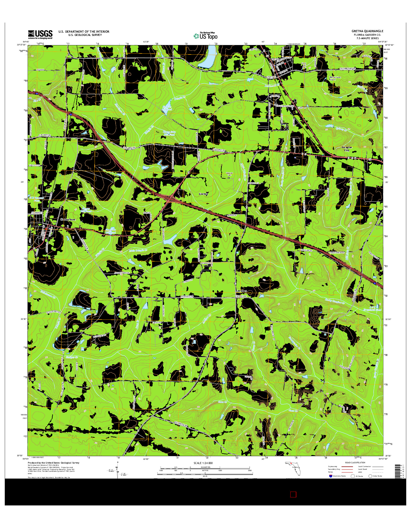 USGS US TOPO 7.5-MINUTE MAP FOR GRETNA, FL 2015