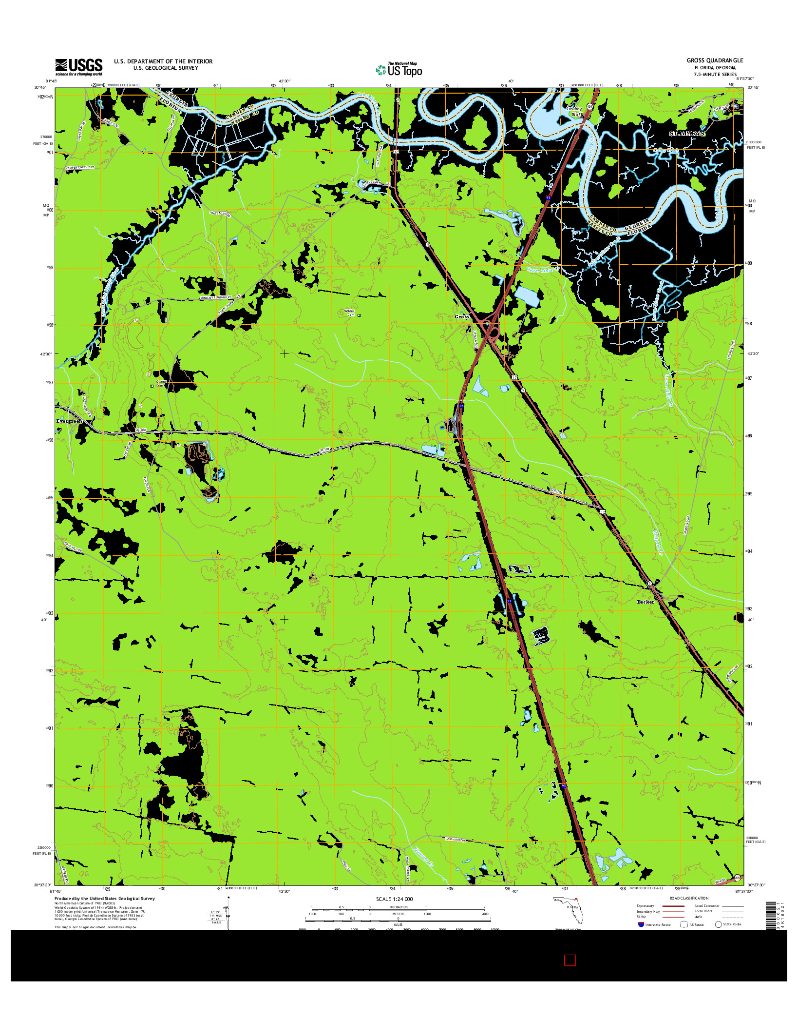 USGS US TOPO 7.5-MINUTE MAP FOR GROSS, FL-GA 2015