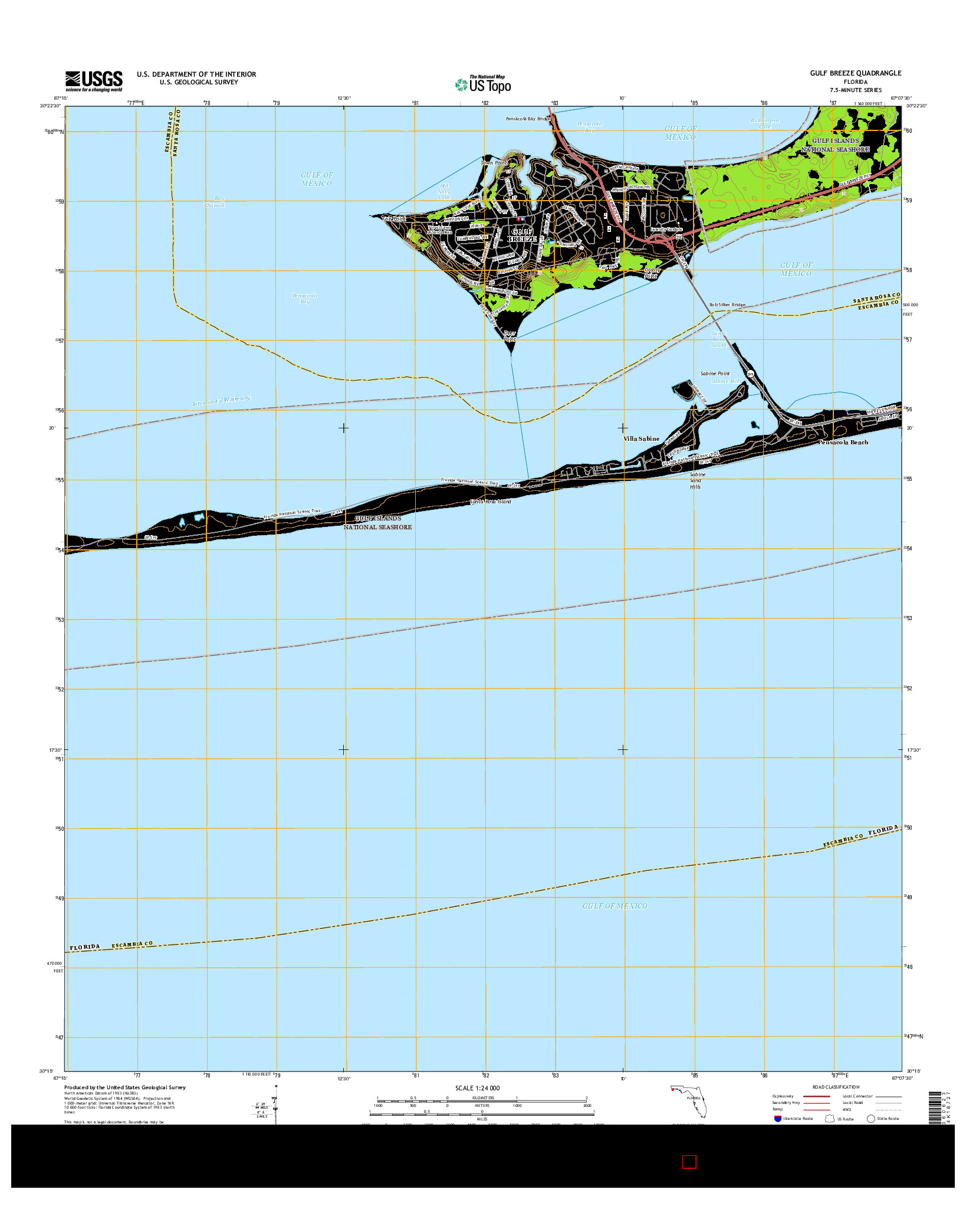 USGS US TOPO 7.5-MINUTE MAP FOR GULF BREEZE, FL 2015