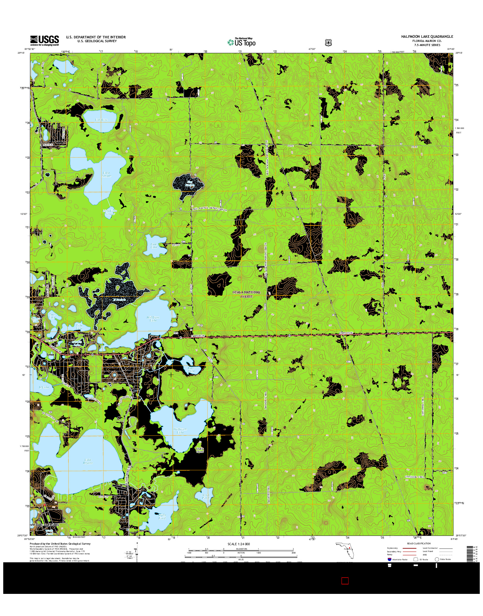 USGS US TOPO 7.5-MINUTE MAP FOR HALFMOON LAKE, FL 2015