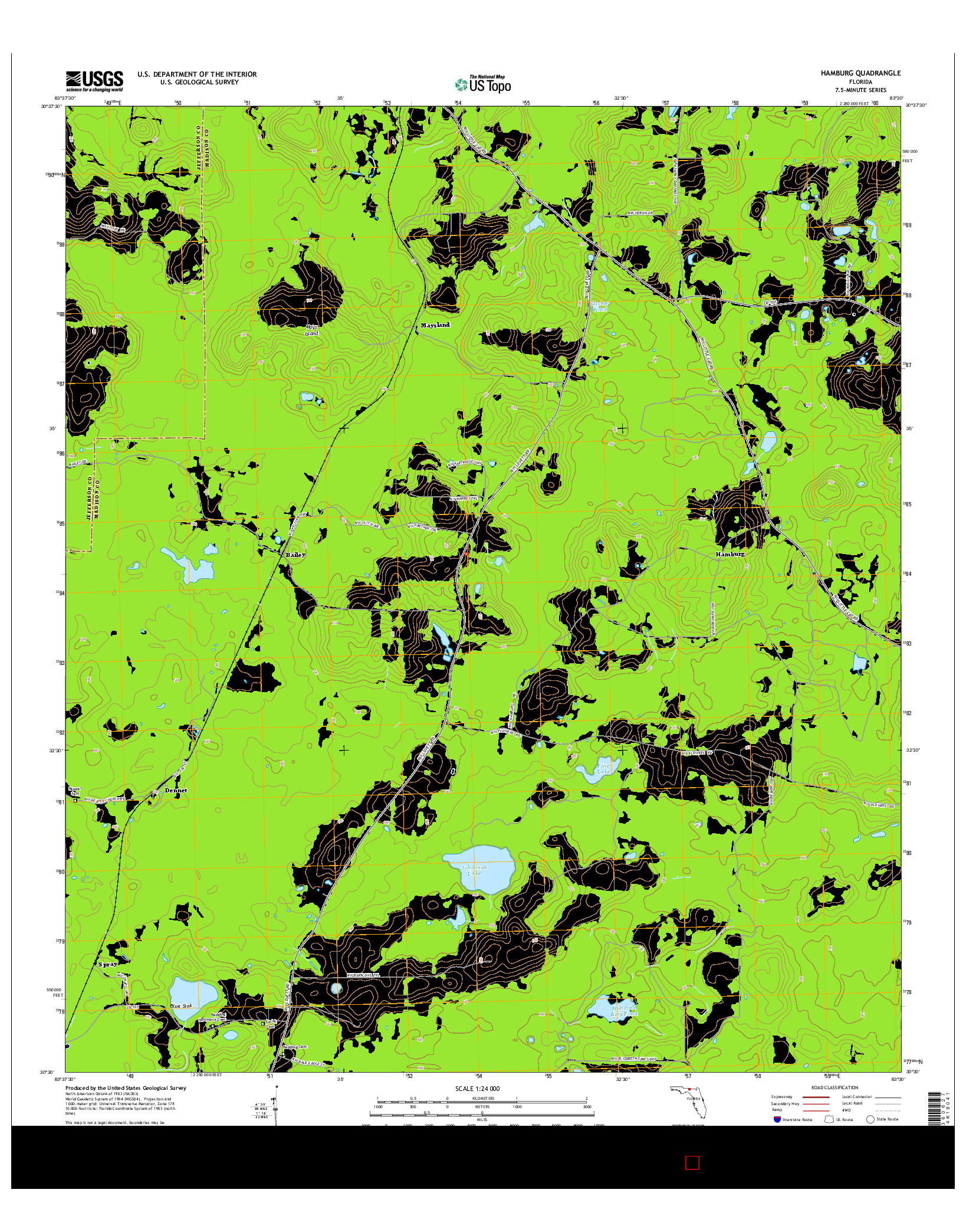 USGS US TOPO 7.5-MINUTE MAP FOR HAMBURG, FL 2015