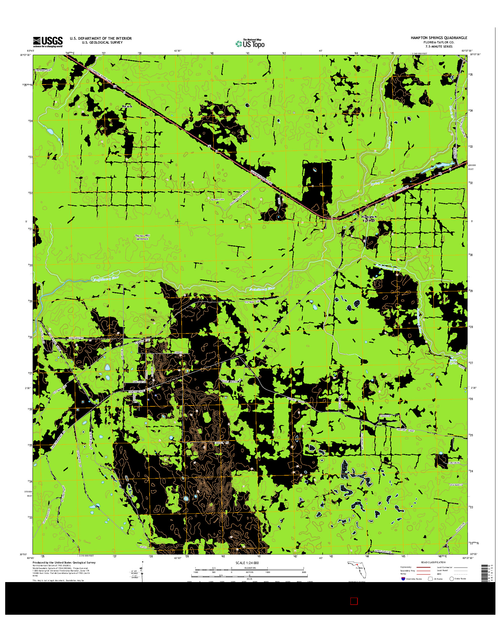 USGS US TOPO 7.5-MINUTE MAP FOR HAMPTON SPRINGS, FL 2015