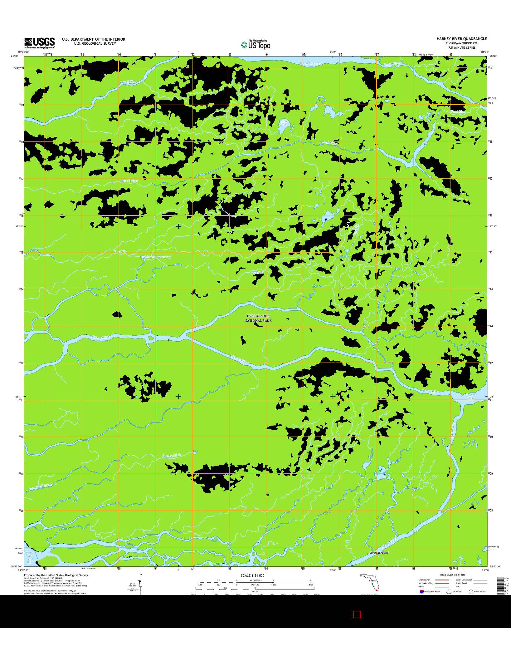 USGS US TOPO 7.5-MINUTE MAP FOR HARNEY RIVER, FL 2015