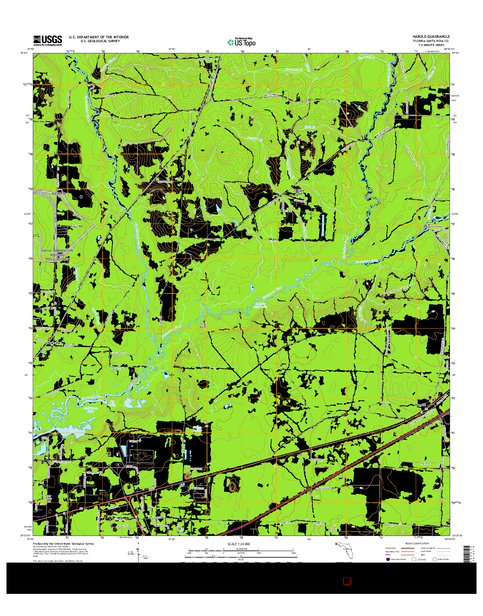 USGS US TOPO 7.5-MINUTE MAP FOR HAROLD, FL 2015