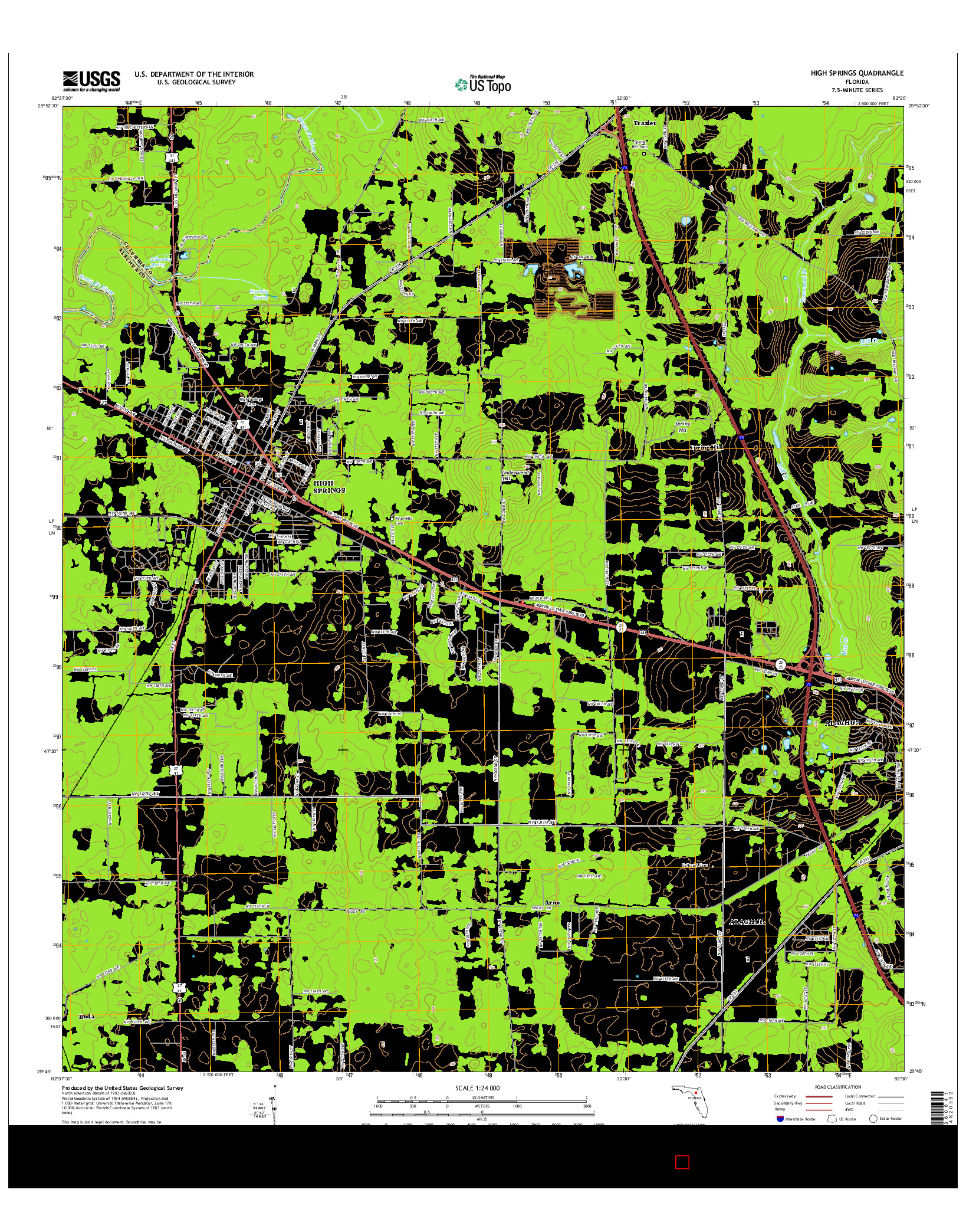 USGS US TOPO 7.5-MINUTE MAP FOR HIGH SPRINGS, FL 2015