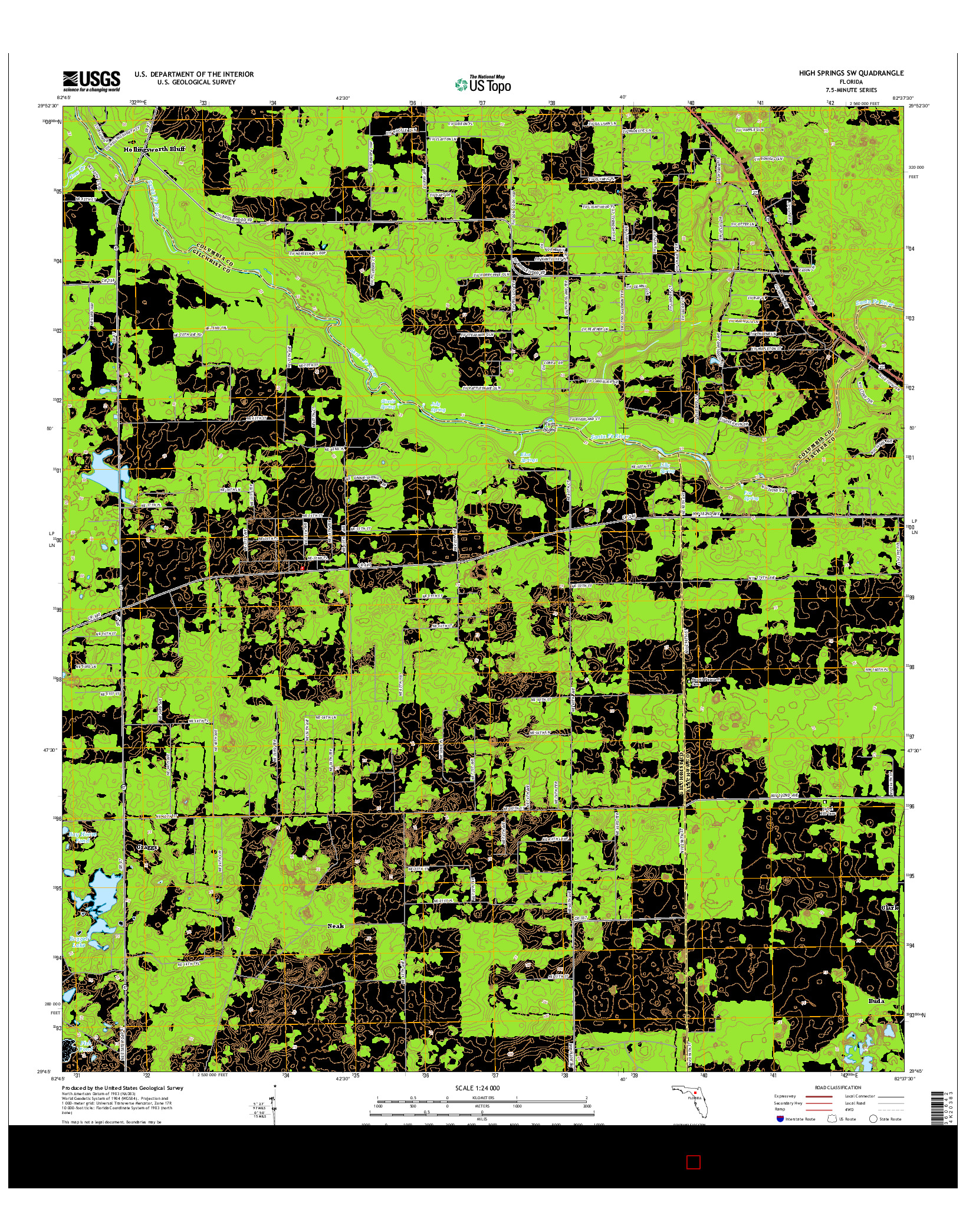 USGS US TOPO 7.5-MINUTE MAP FOR HIGH SPRINGS SW, FL 2015