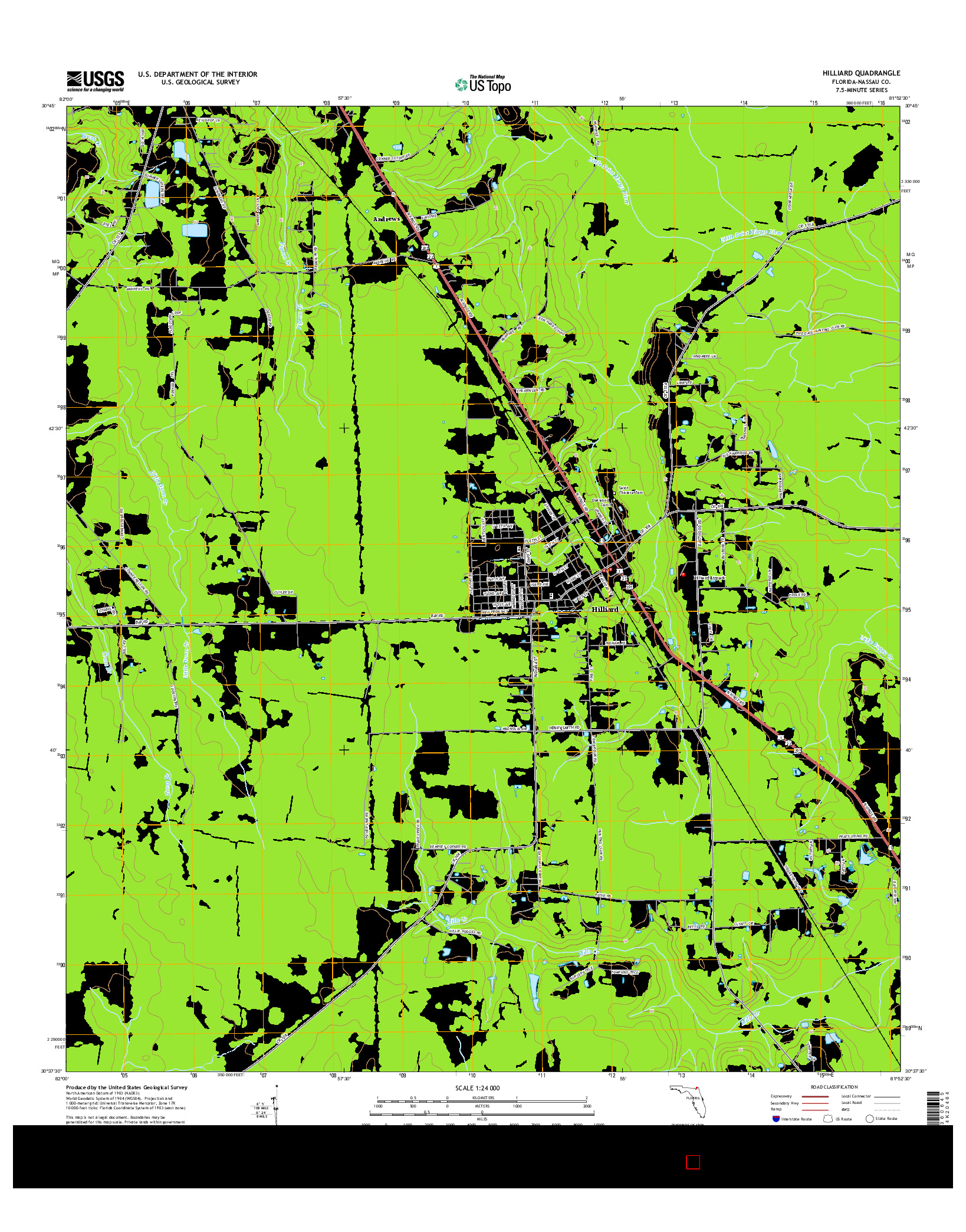 USGS US TOPO 7.5-MINUTE MAP FOR HILLIARD, FL 2015
