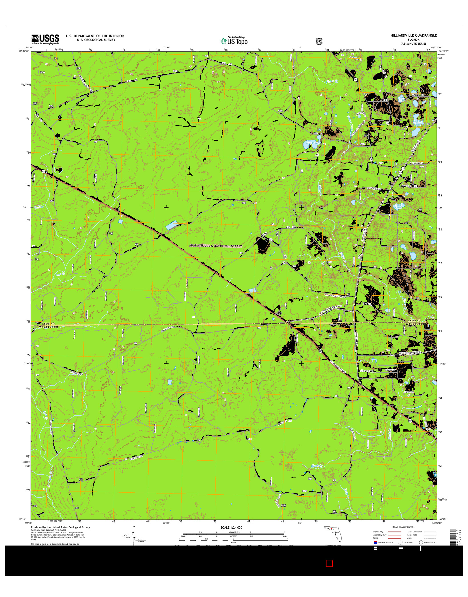 USGS US TOPO 7.5-MINUTE MAP FOR HILLIARDVILLE, FL 2015