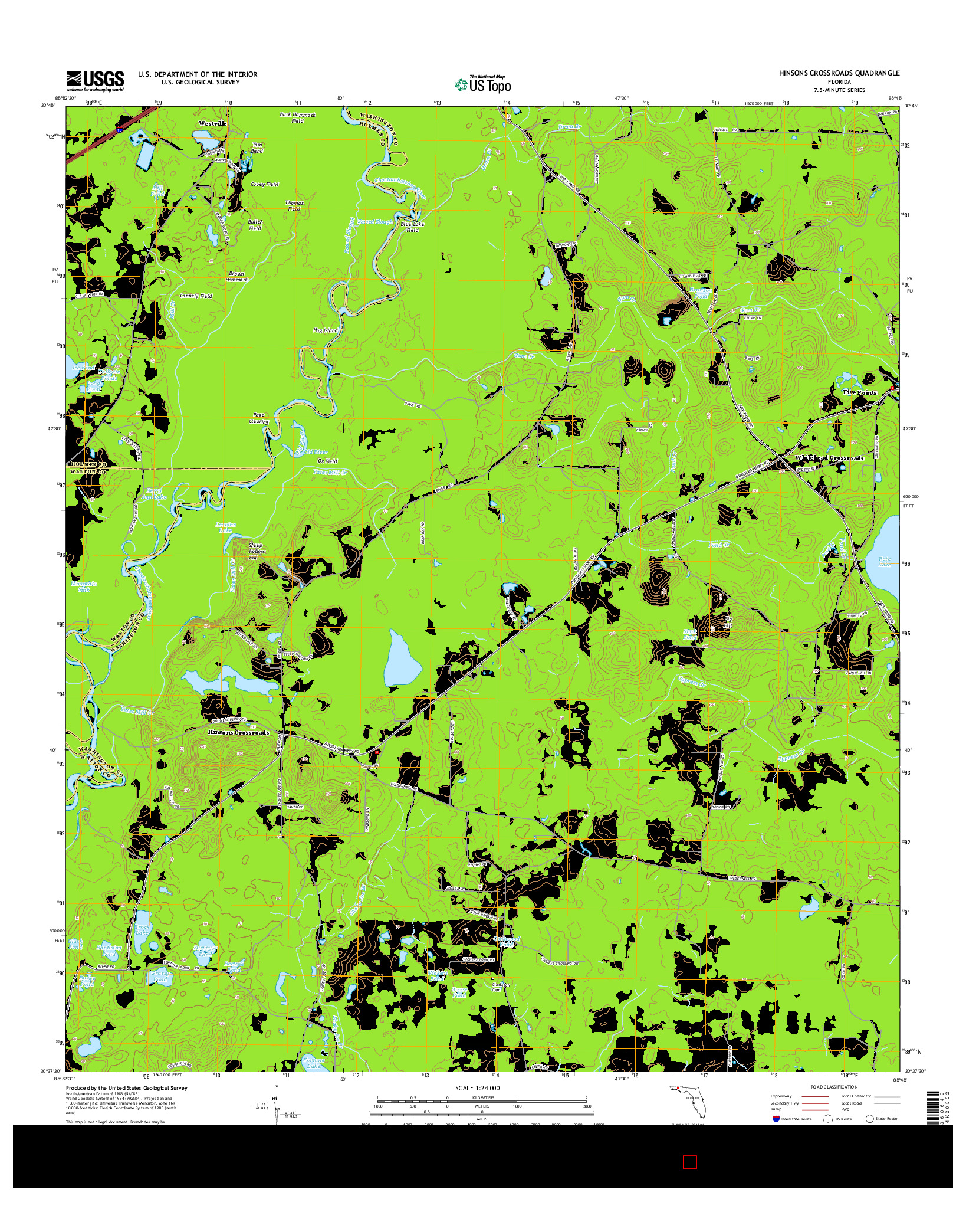 USGS US TOPO 7.5-MINUTE MAP FOR HINSONS CROSSROADS, FL 2015