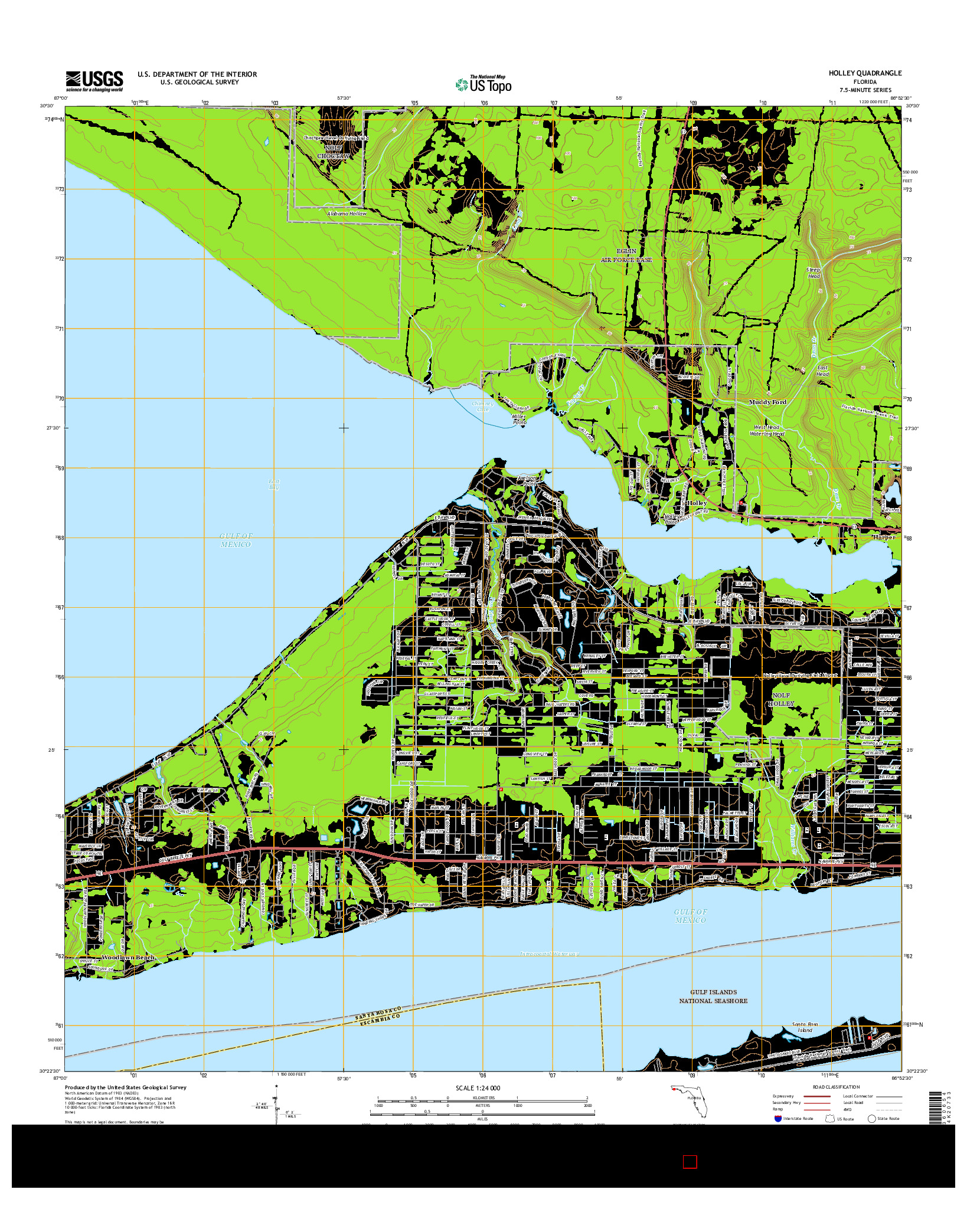 USGS US TOPO 7.5-MINUTE MAP FOR HOLLEY, FL 2015