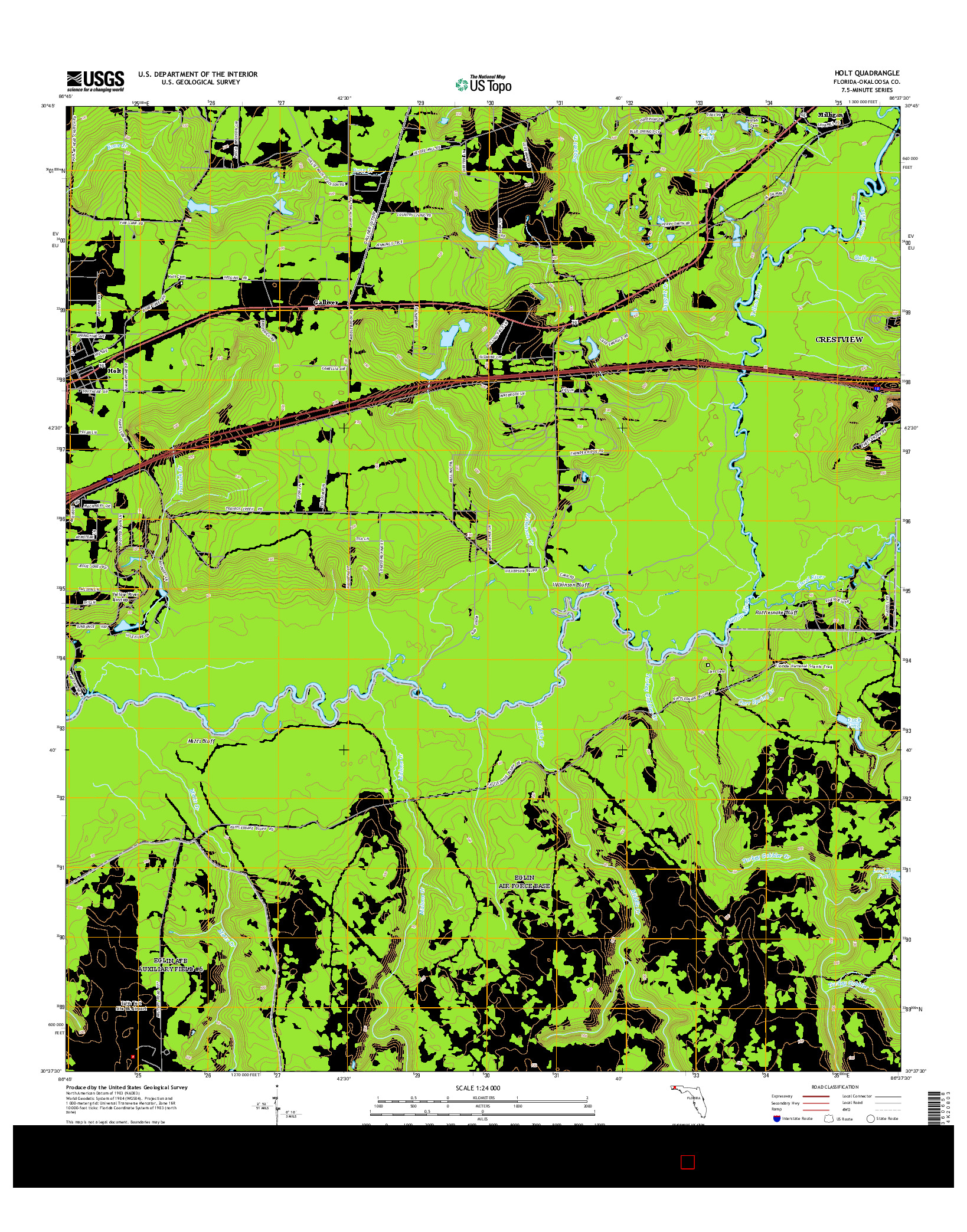 USGS US TOPO 7.5-MINUTE MAP FOR HOLT, FL 2015