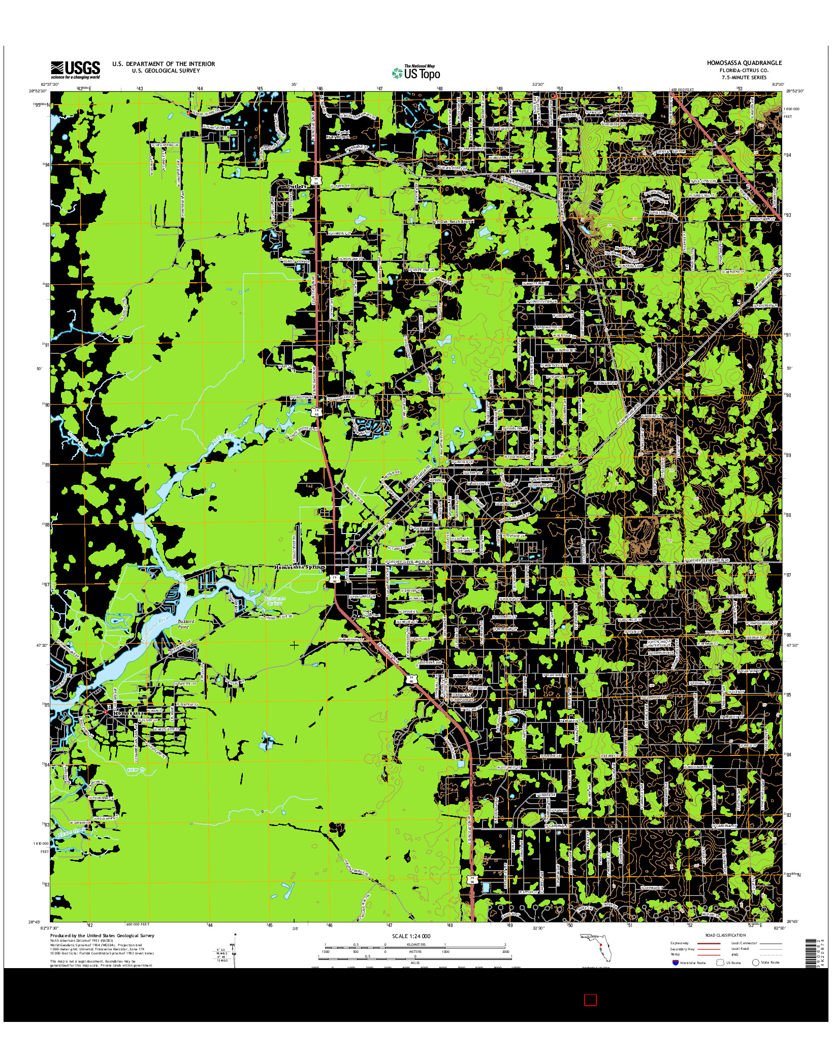 USGS US TOPO 7.5-MINUTE MAP FOR HOMOSASSA, FL 2015