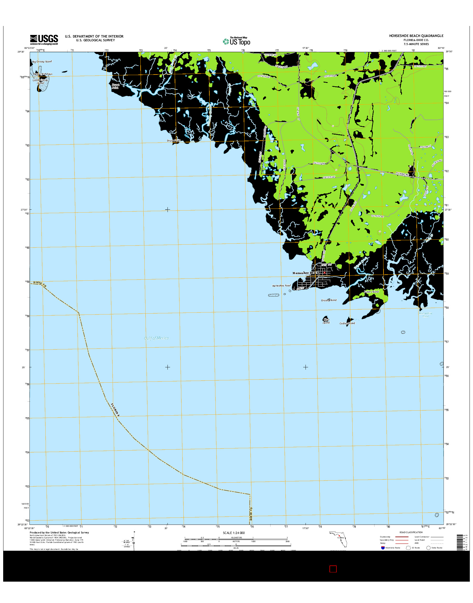 USGS US TOPO 7.5-MINUTE MAP FOR HORSESHOE BEACH, FL 2015