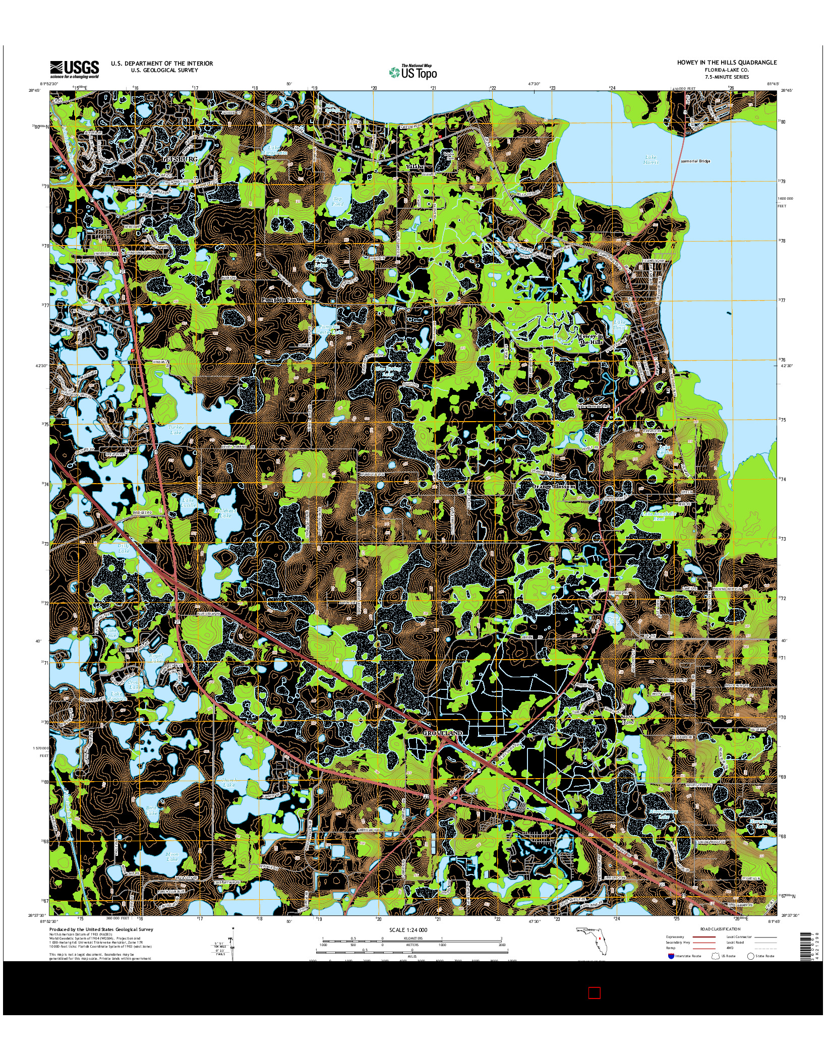 USGS US TOPO 7.5-MINUTE MAP FOR HOWEY IN THE HILLS, FL 2015